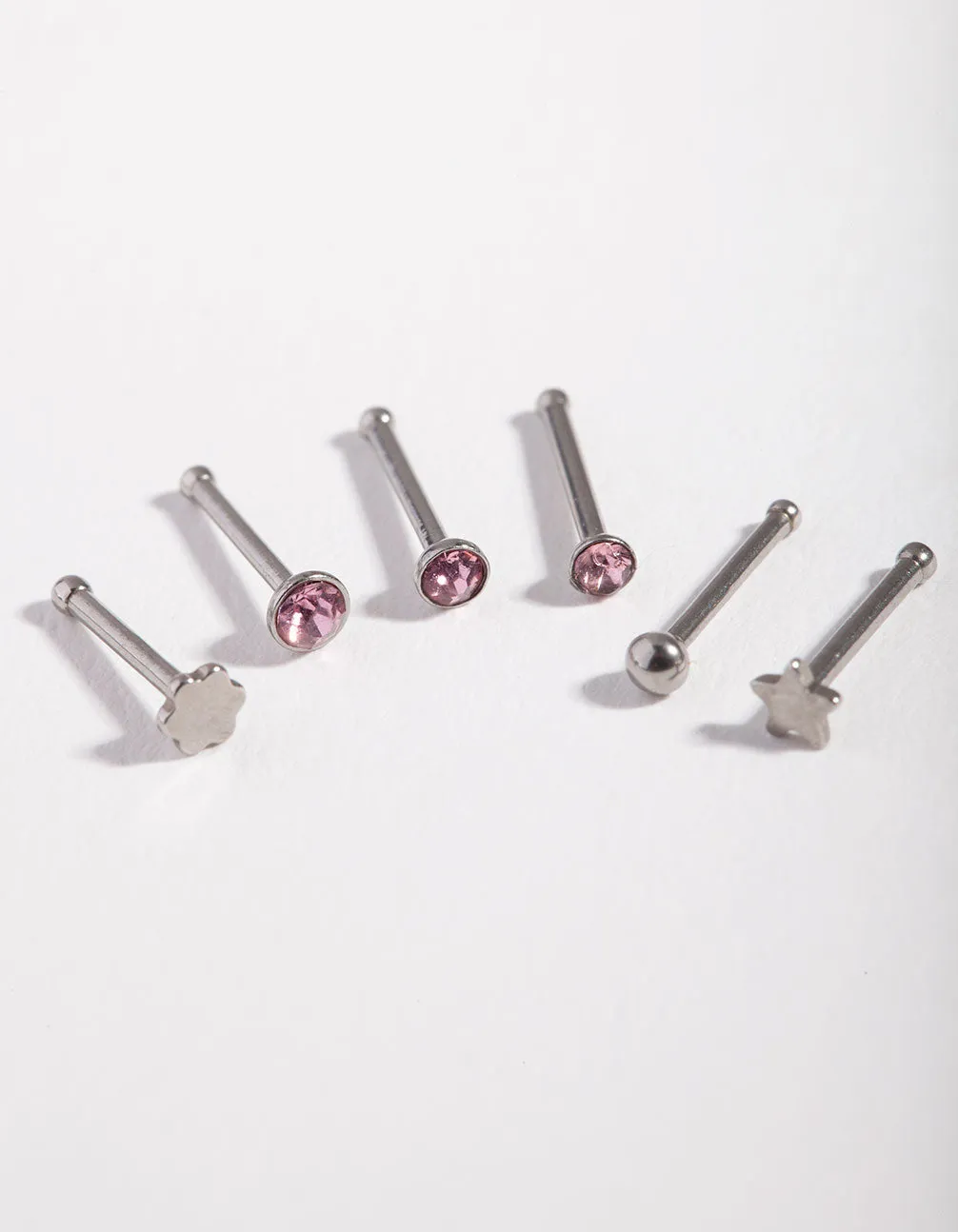 Surgical Steel Graduated Star Nose Stud 6-Pack