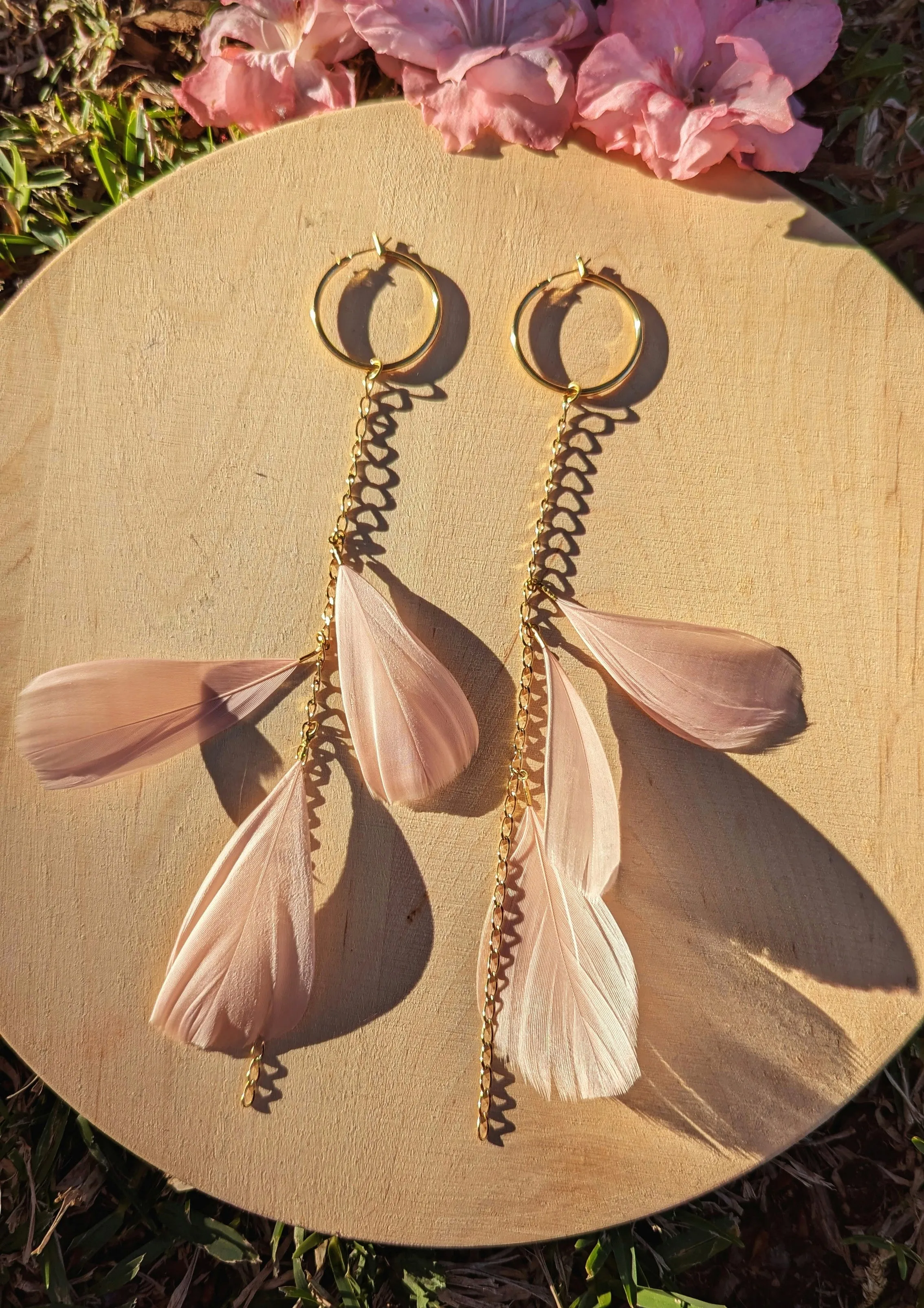 Taylor Pink Feather Earrings