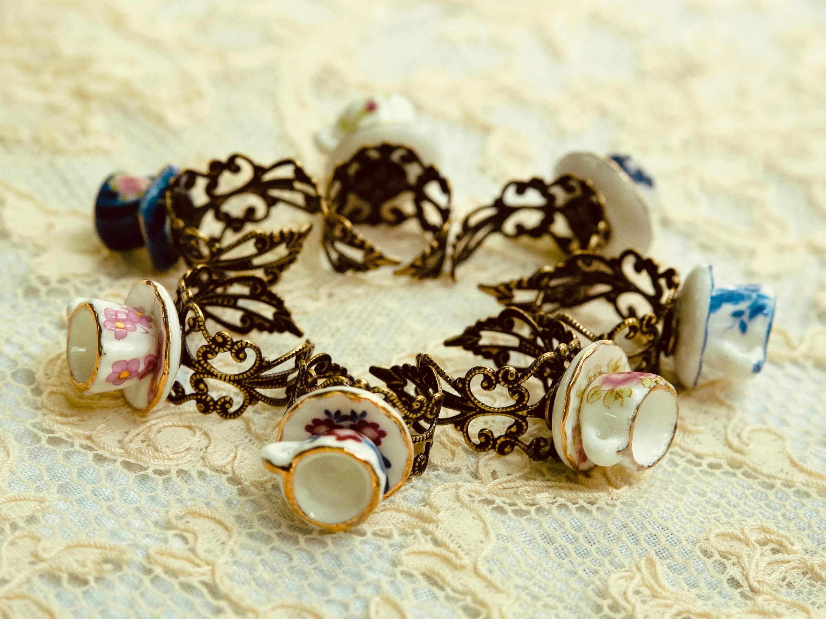 Tea Cup Rings-Different Patterns