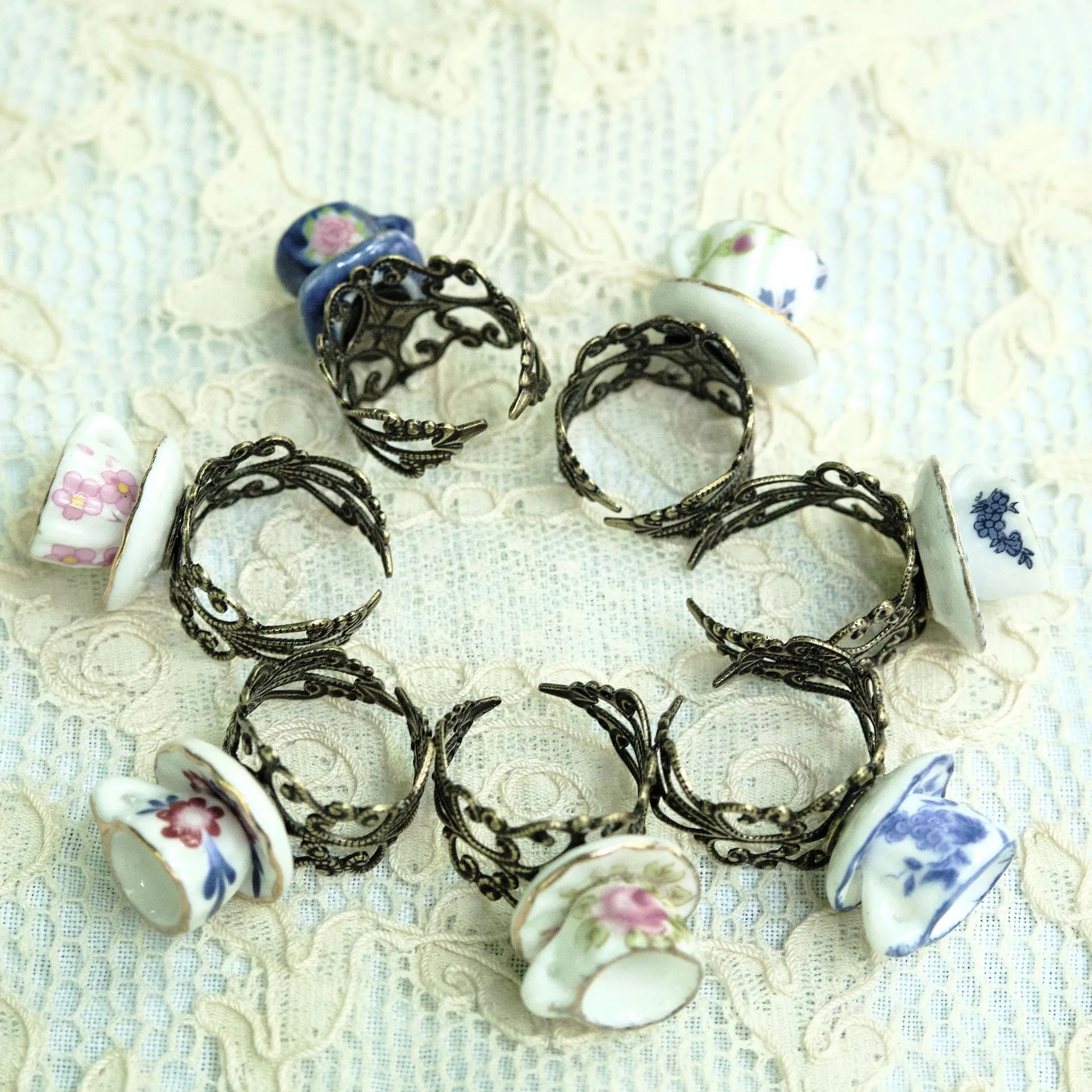 Tea Cup Rings-Different Patterns