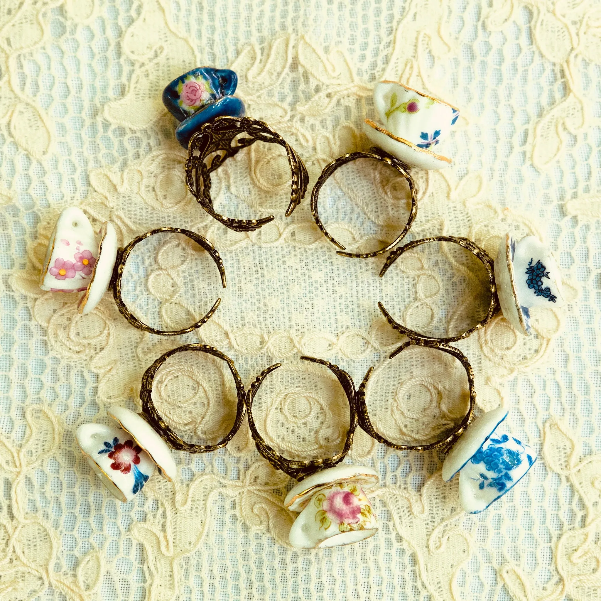 Tea Cup Rings-Different Patterns