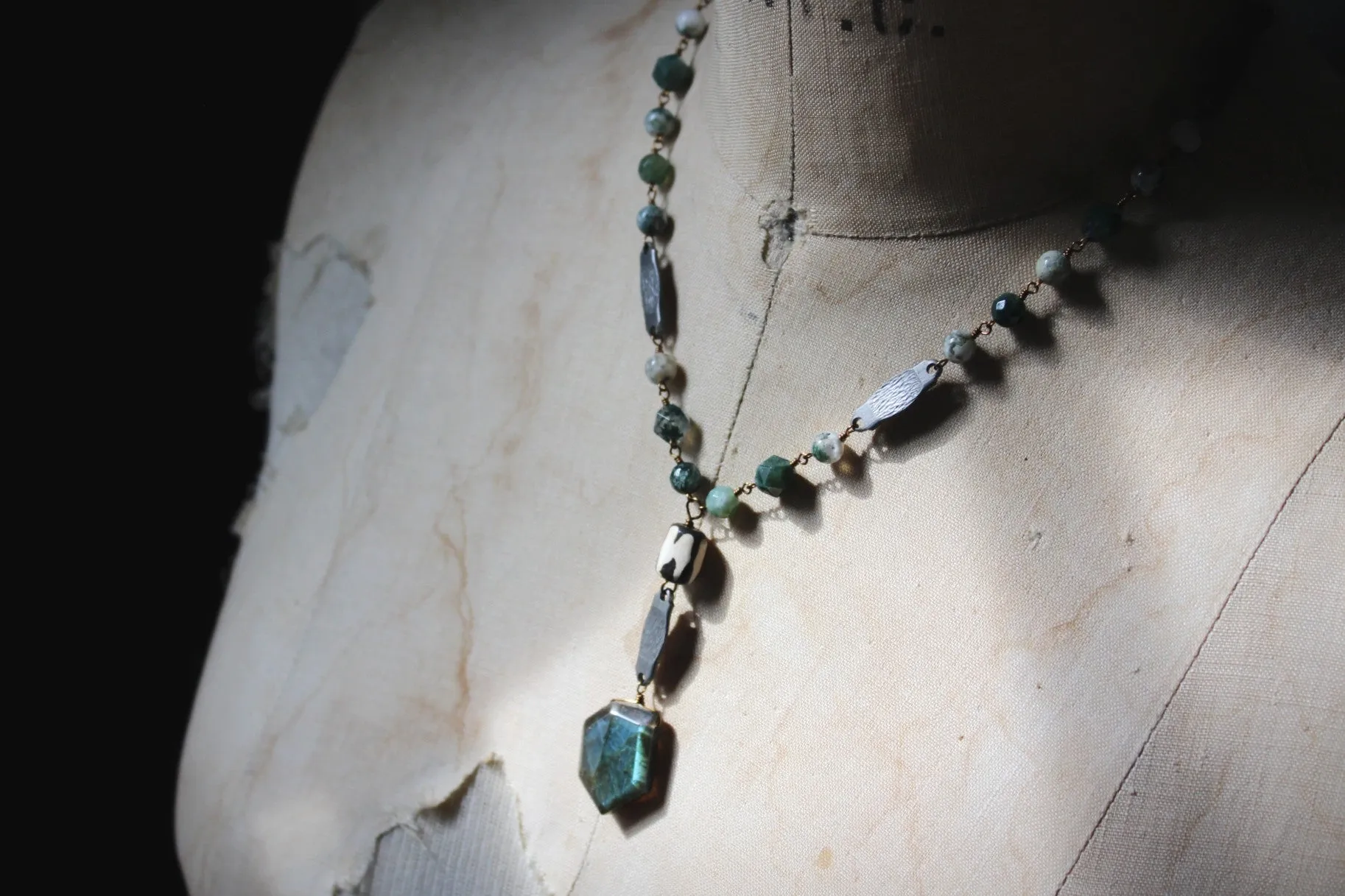 The Kelpie's Keep. Storyteller Series. Beaded Gemstone Pendant Necklace.