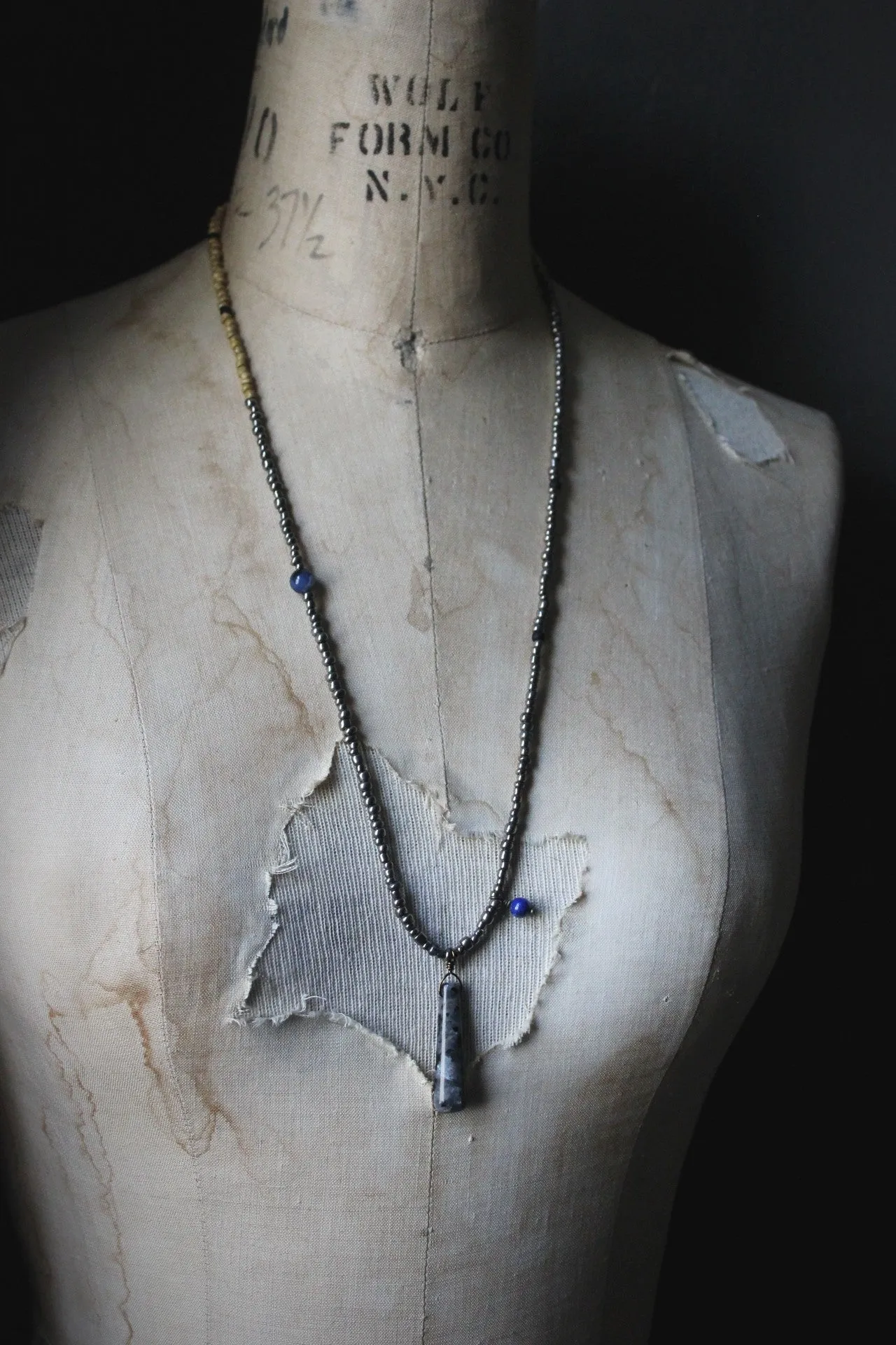 The Spellcaster Necklace | No.5. Hand-strung Larvikite Beaded Necklace.