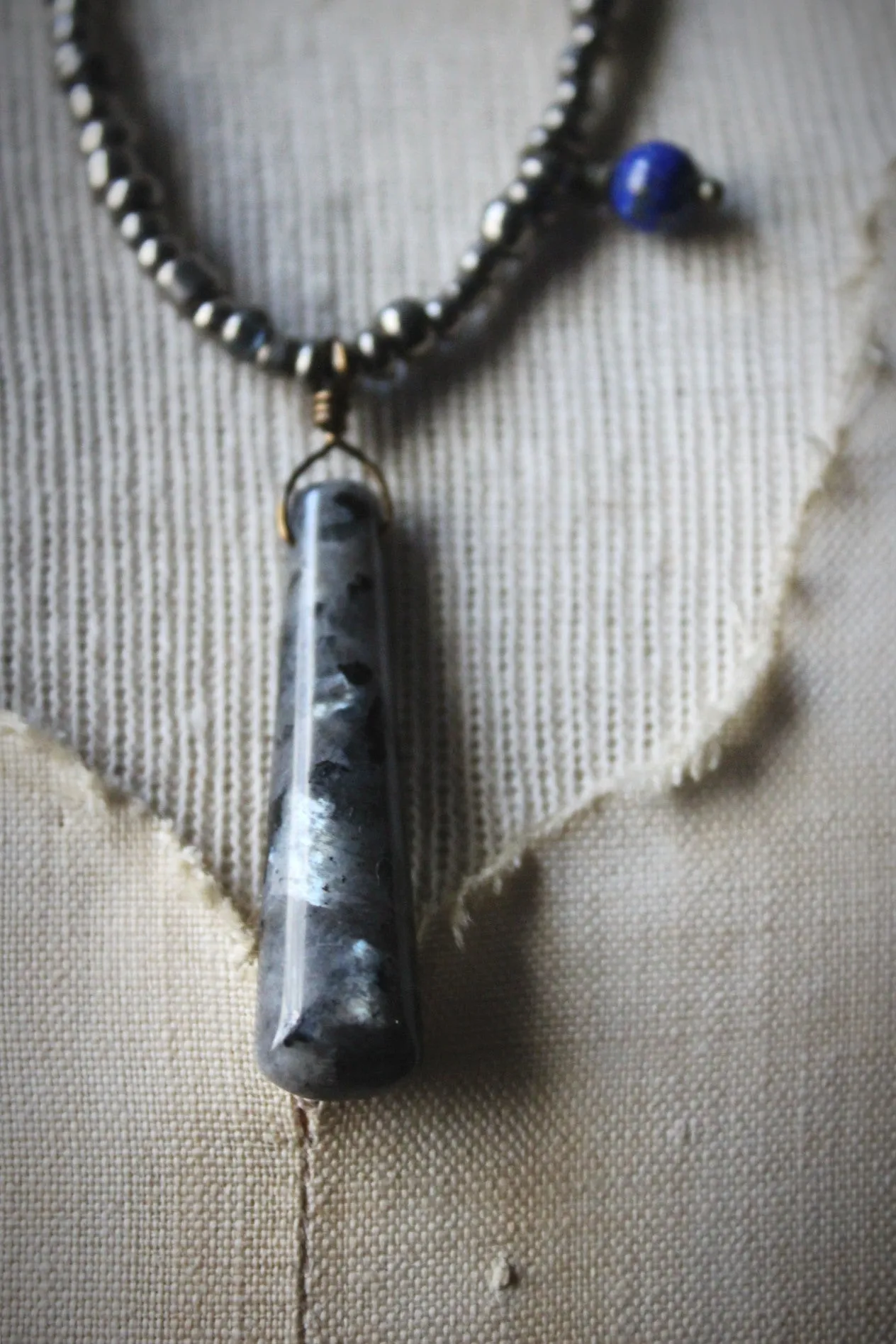 The Spellcaster Necklace | No.5. Hand-strung Larvikite Beaded Necklace.