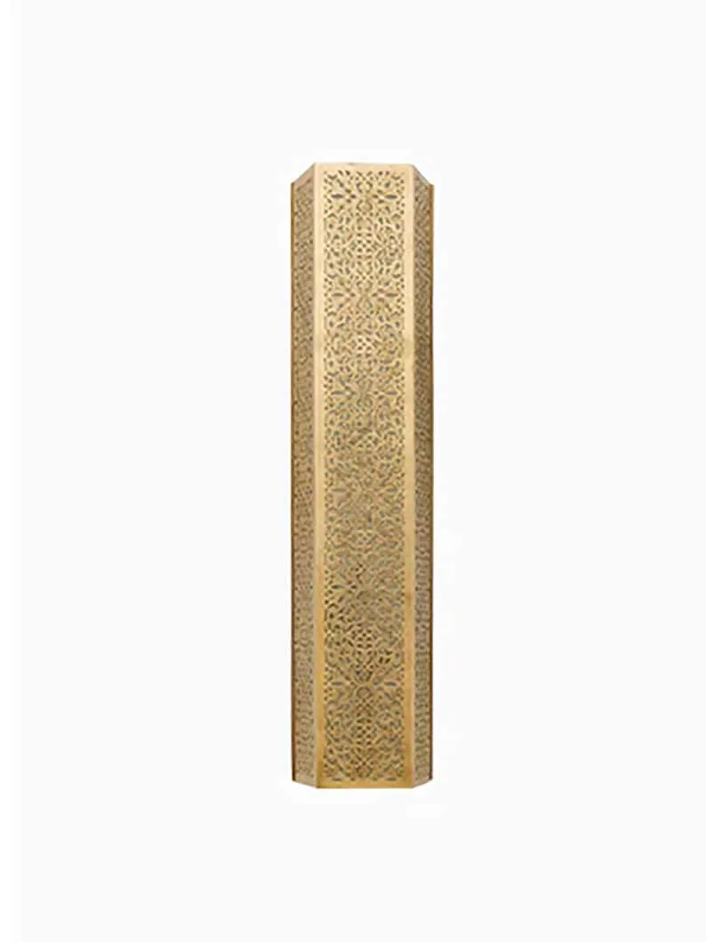 This stylish, shaded contemporary Moroccan wall light adds a touch of elegance and sophistication to any home decor.