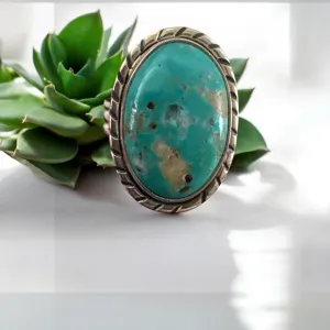 Tibetan Turquoise Solid 925 Sterling Silver 9.5