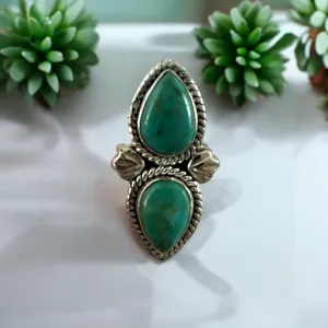 Tibetan Turquoise Solid 925 Sterling Silver Ring 5