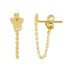 Tiny Butterfly Chain Stud Earring