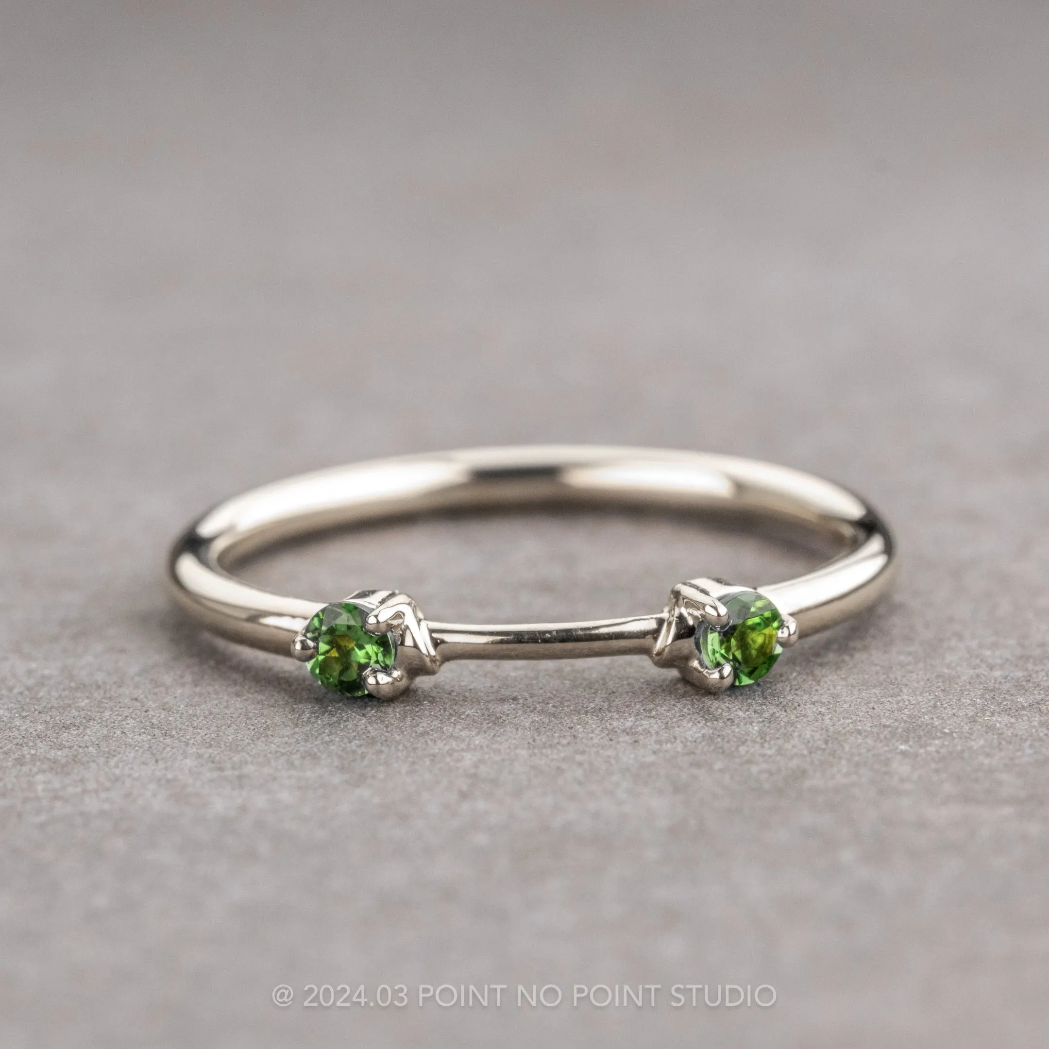 Tsavorite Garnet Wedding Cuff, Harper Setting, 14k White Gold
