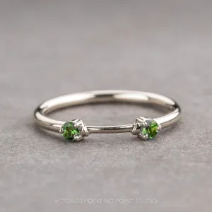 Tsavorite Garnet Wedding Cuff, Harper Setting, 14k White Gold