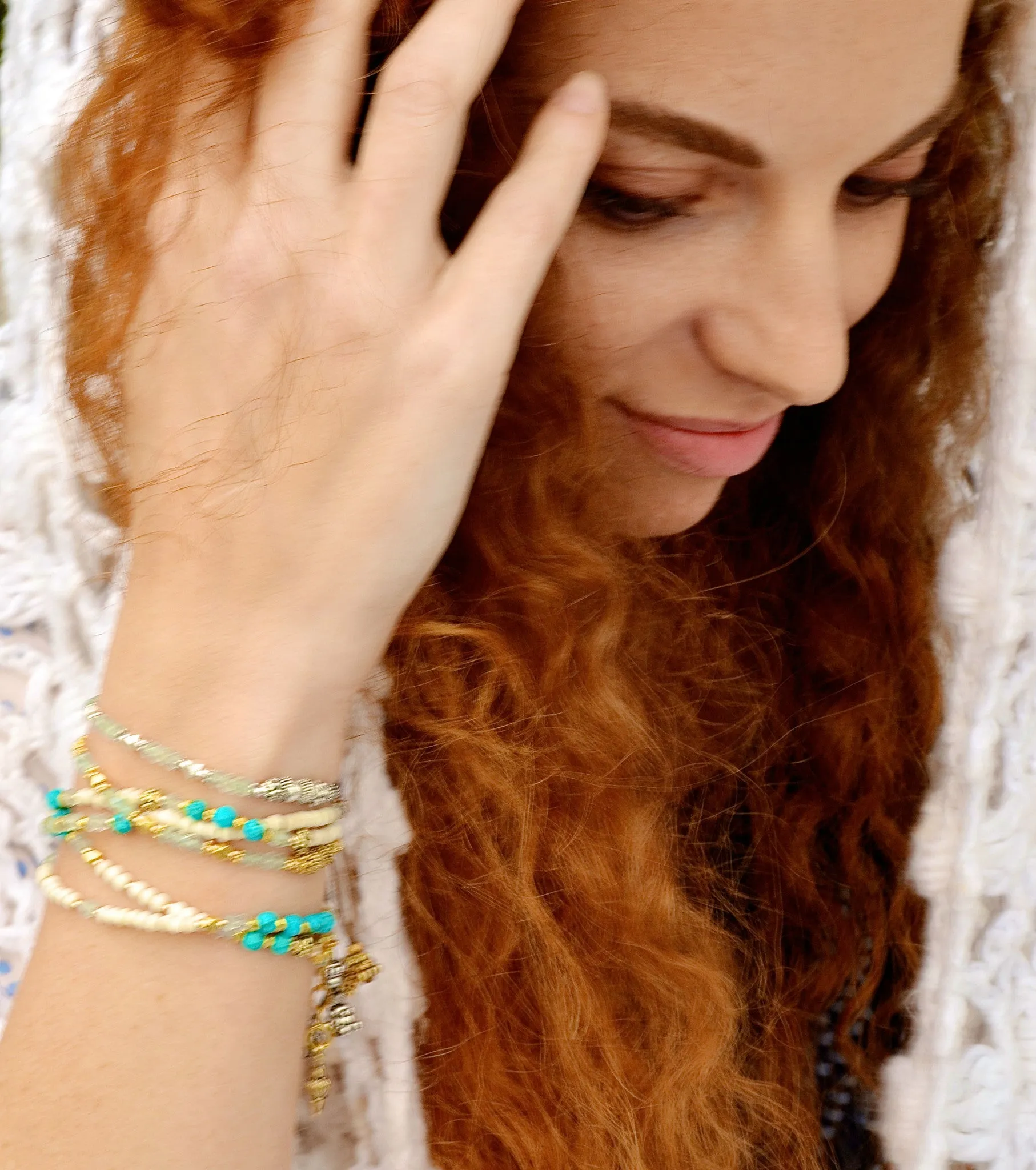 Turquoise & Aqua Marine 4X Wrap Bracelet