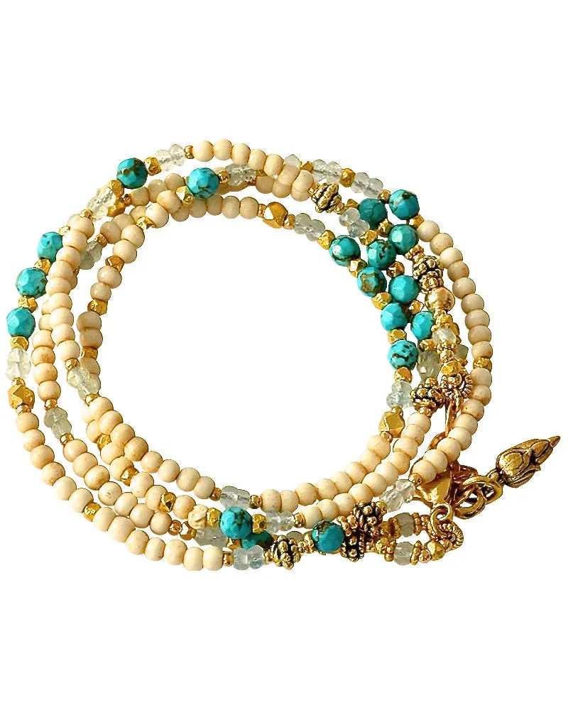 Turquoise & Aqua Marine 4X Wrap Bracelet