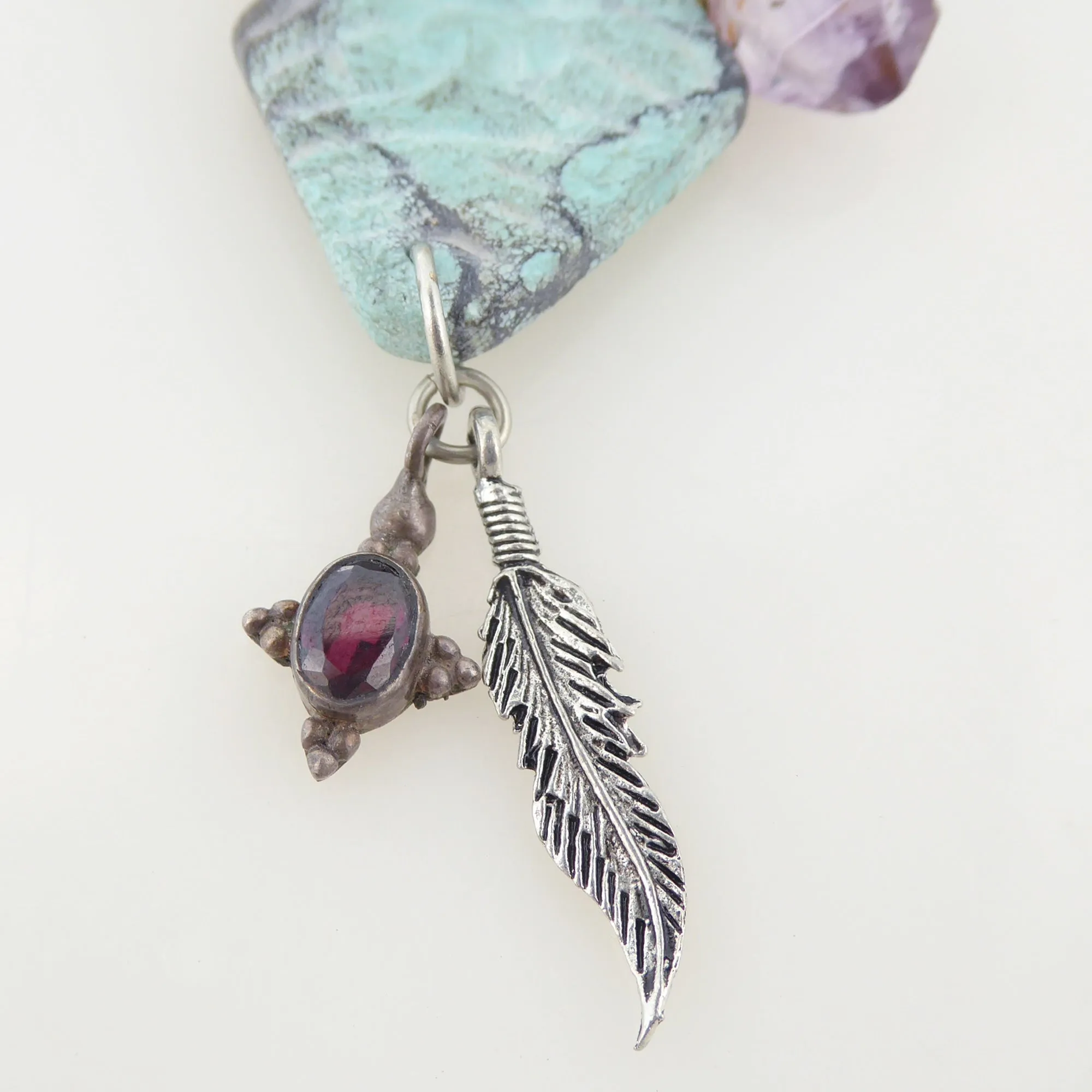 Turquoise diamond multistone necklace