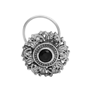 Unique Black Spinel Nose Pin Vintage Traditional Nose Pin For Women Gift Oxidized Nose Pin