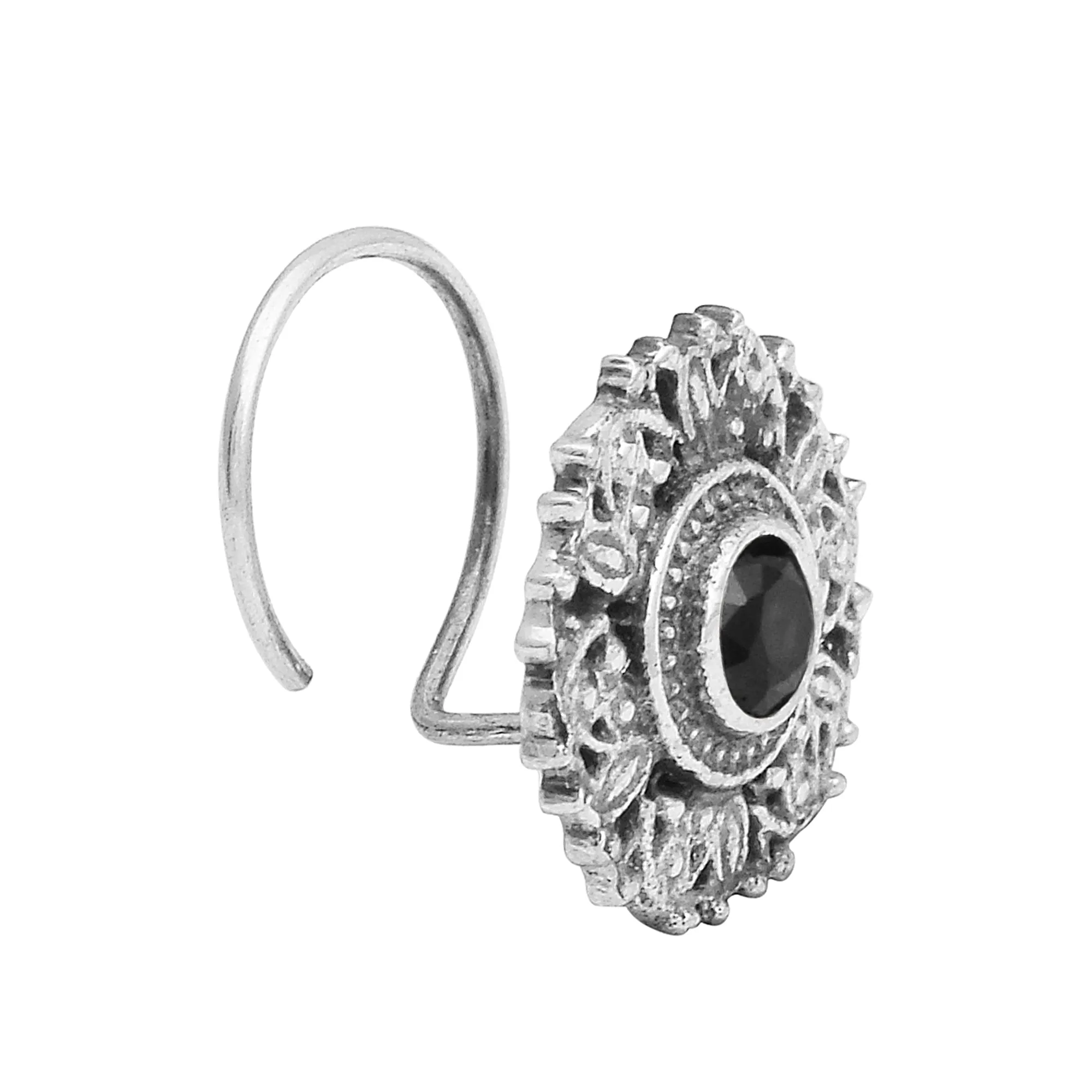 Unique Black Spinel Nose Pin Vintage Traditional Nose Pin For Women Gift Oxidized Nose Pin
