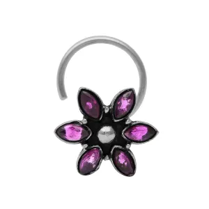 Unique Floral Pink Gemstone Nose Pin For Women Indian Fashion Jewelry Vintage Traditional Nose Pin
