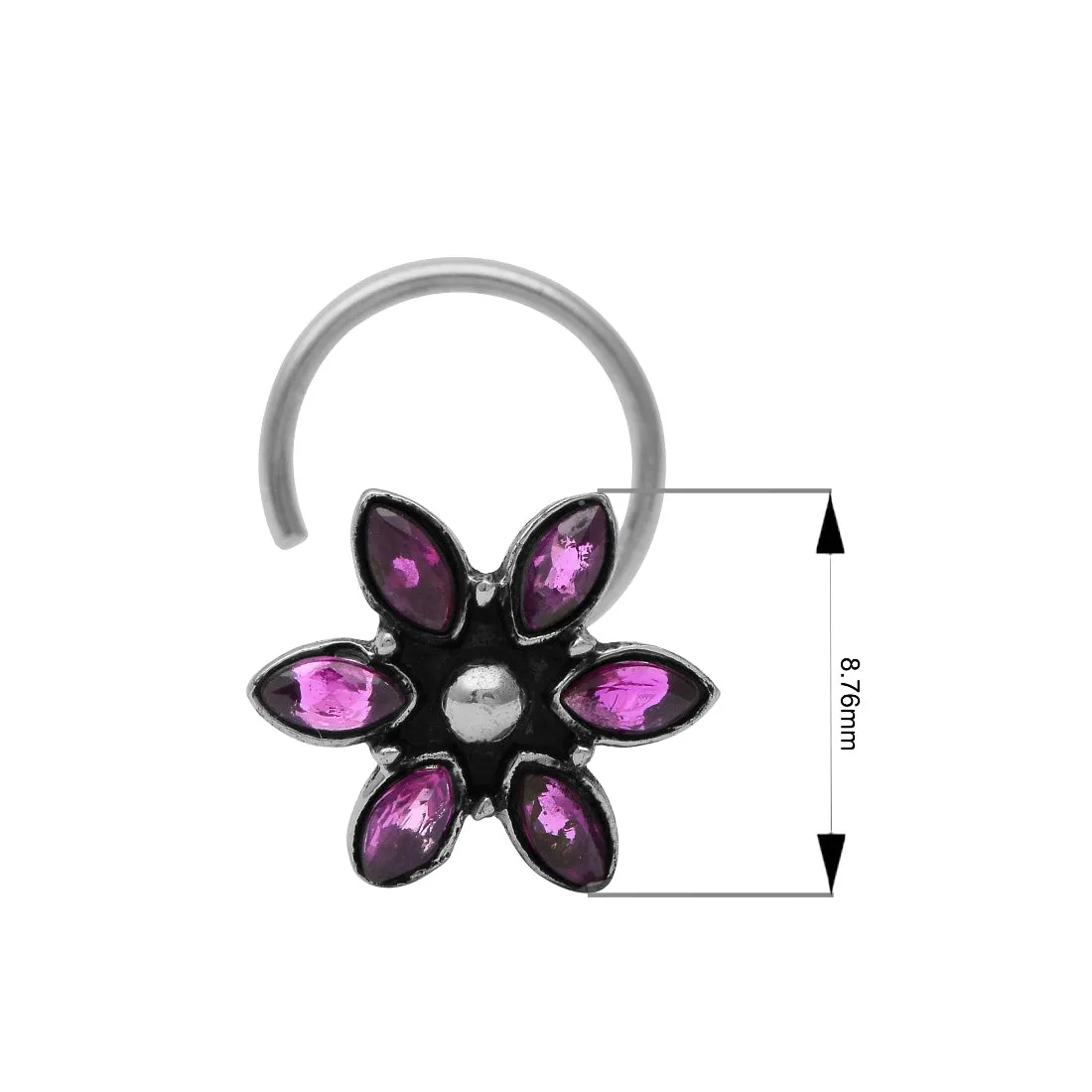 Unique Floral Pink Gemstone Nose Pin For Women Indian Fashion Jewelry Vintage Traditional Nose Pin