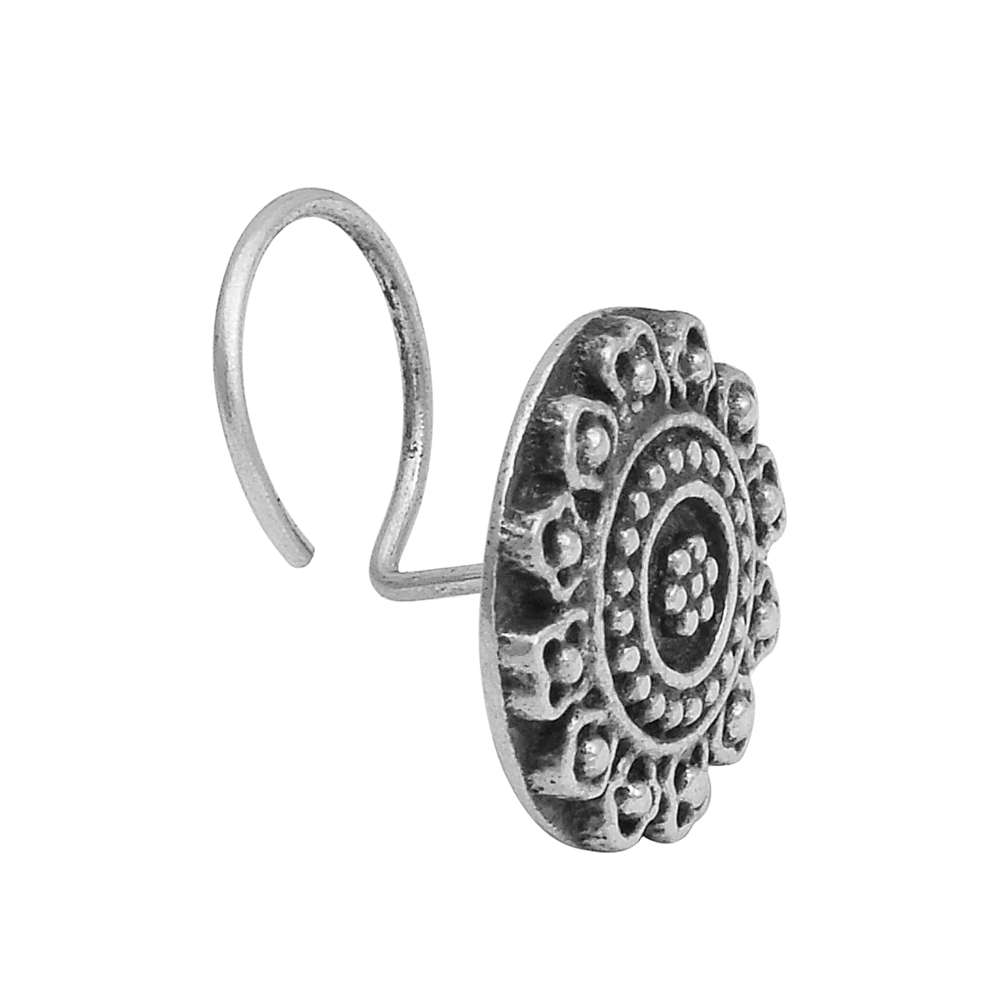 Unique Piercing Nose Pin Simple Round Clip Indian Traditional Nose Pin Vintage Oxidized Nose Pin