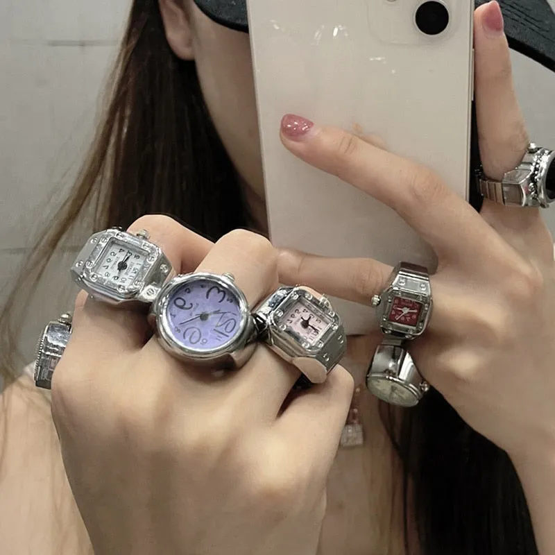 Unique Silver Watch Style Ring For Women Anniversary Party Jewelry