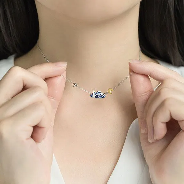 Van Gogh Starry Night Silver Necklace