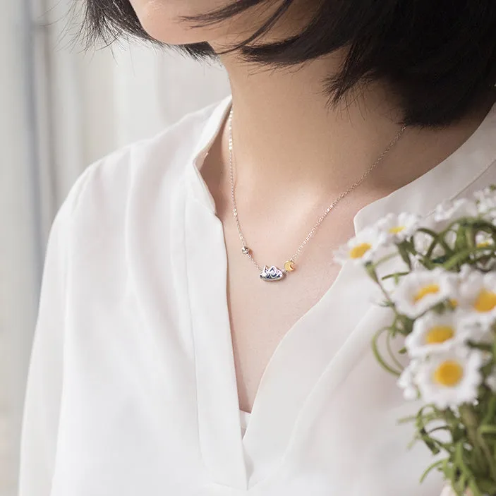 Van Gogh Starry Night Silver Necklace