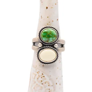 Verde Valley Turquoise   Ivory Creek Variscite Double Stone Ring  / U.S. Size 9