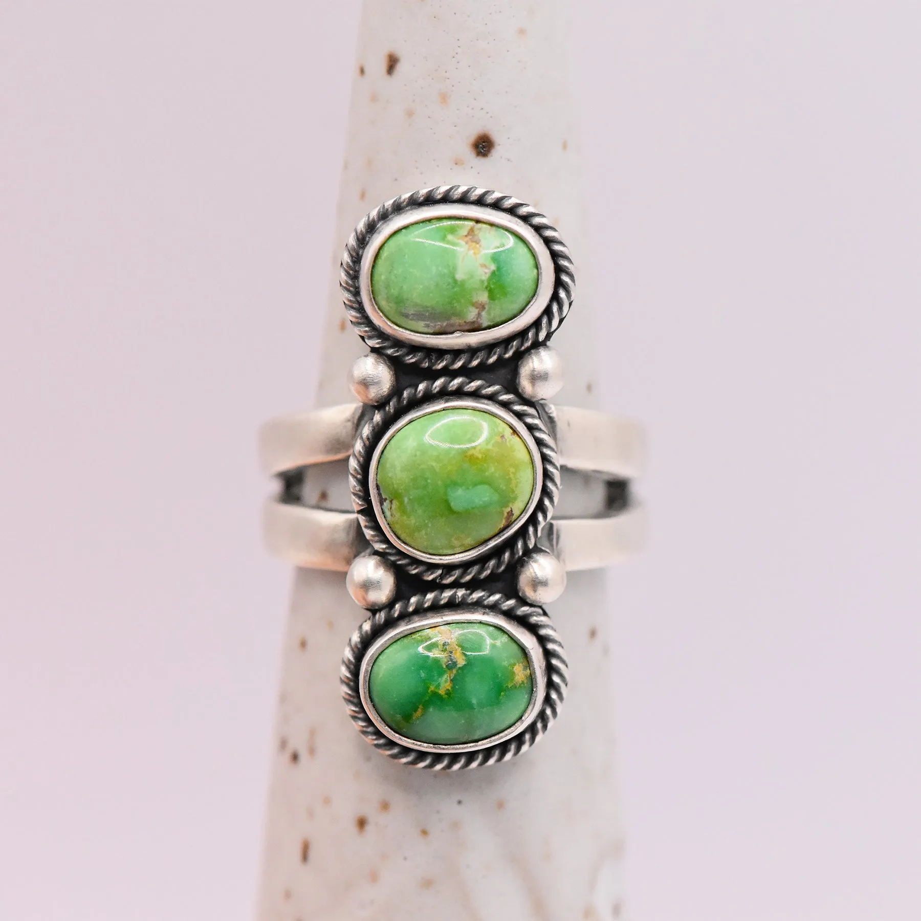 Verde Valley Turquoise Triple Stone Ring  / U.S. Size 7