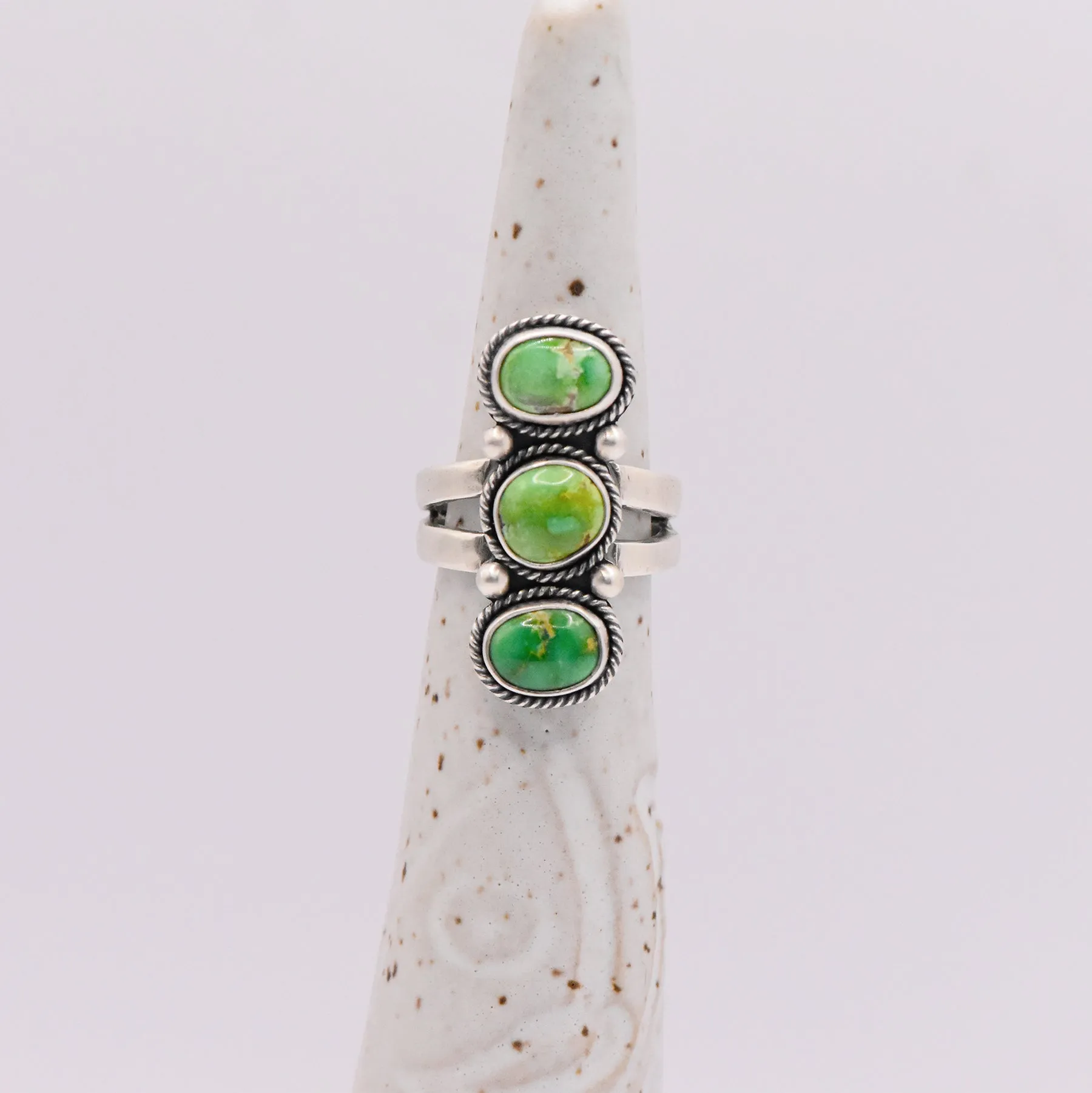 Verde Valley Turquoise Triple Stone Ring  / U.S. Size 7