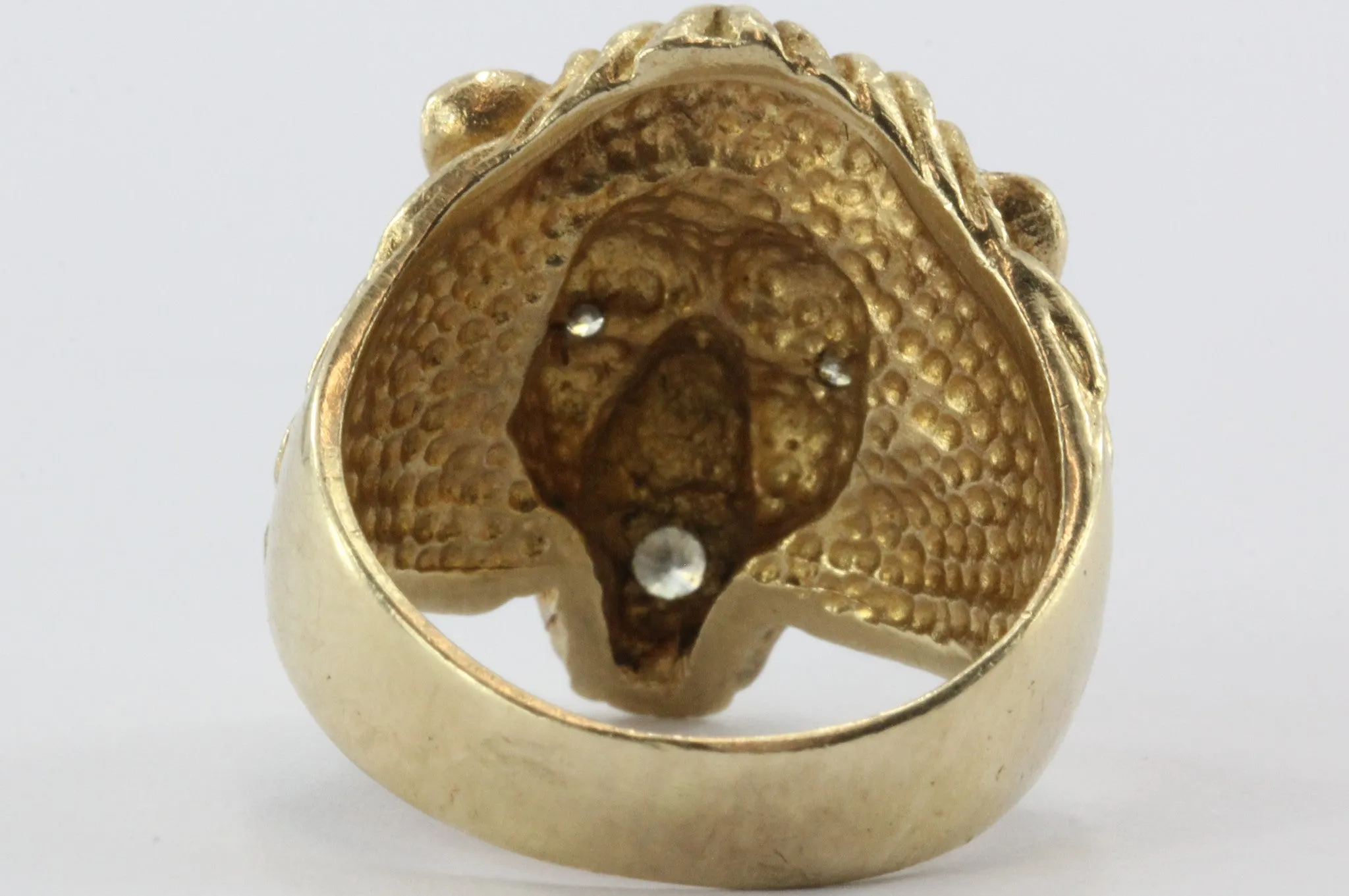 Vintage 14K Gold & Diamond Chunky Figural Lions Head Ring .31 CTW