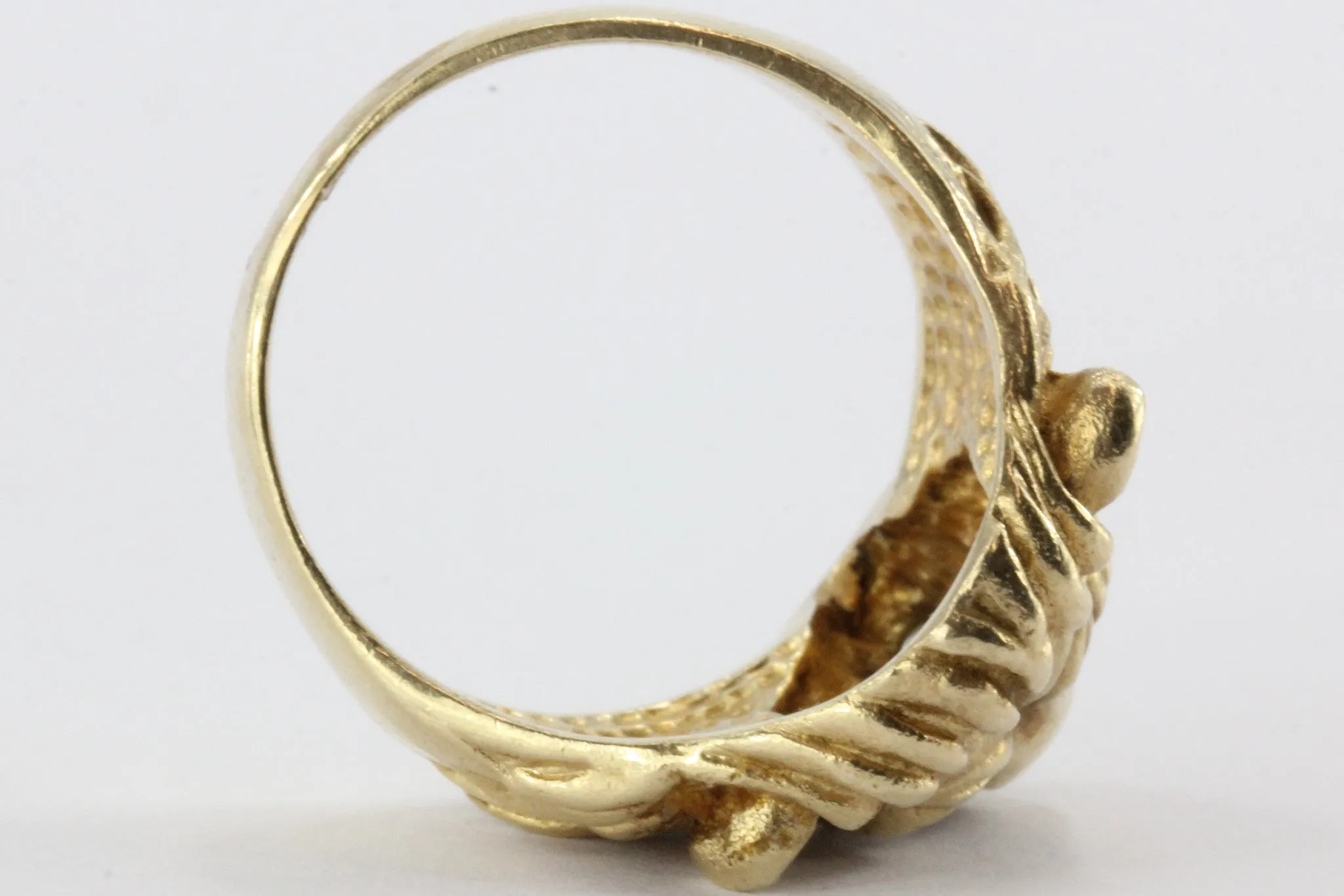 Vintage 14K Gold & Diamond Chunky Figural Lions Head Ring .31 CTW