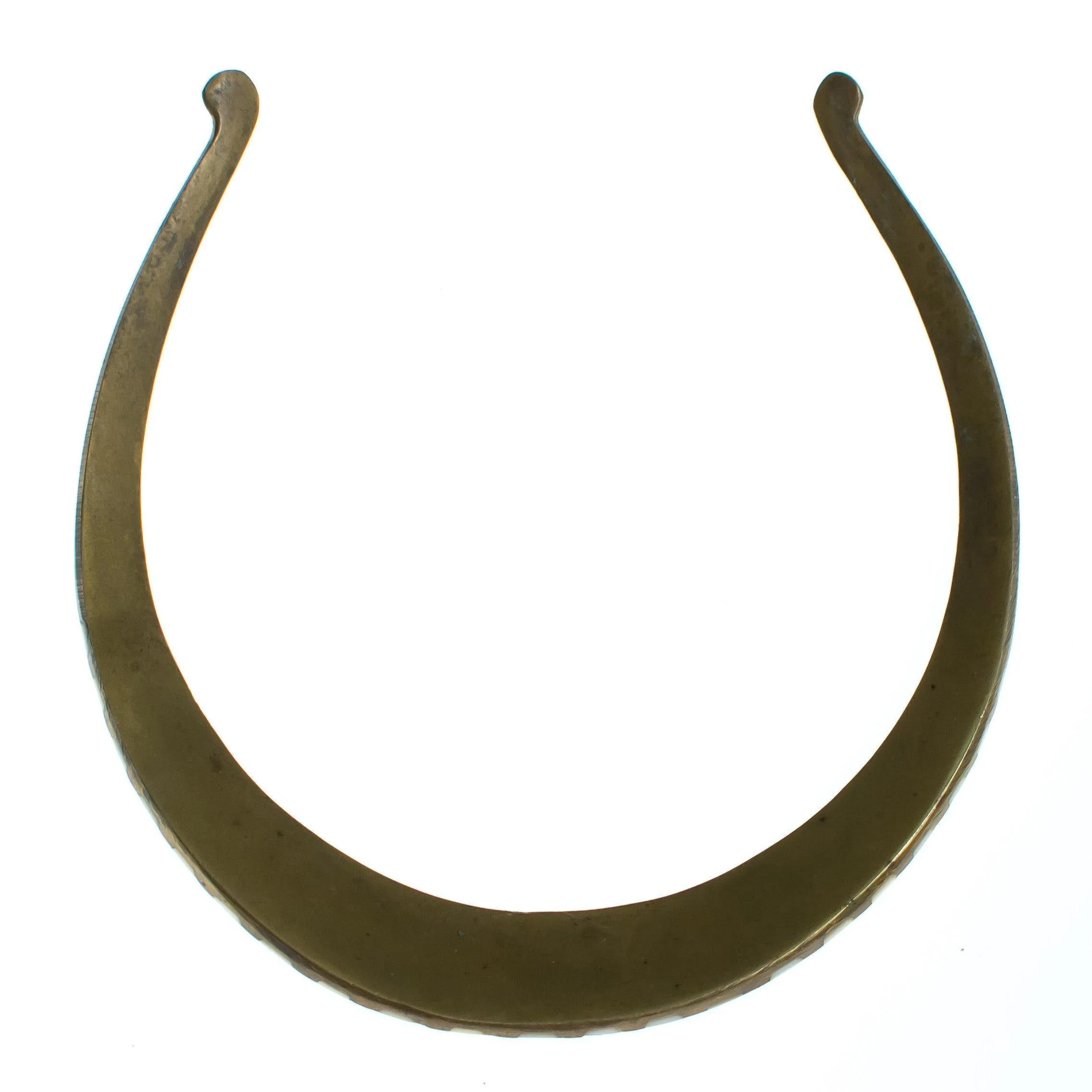 Vintage 1970s Made in India Boho Chic Brass Collar Necklace with Mother of Pearl Inlay