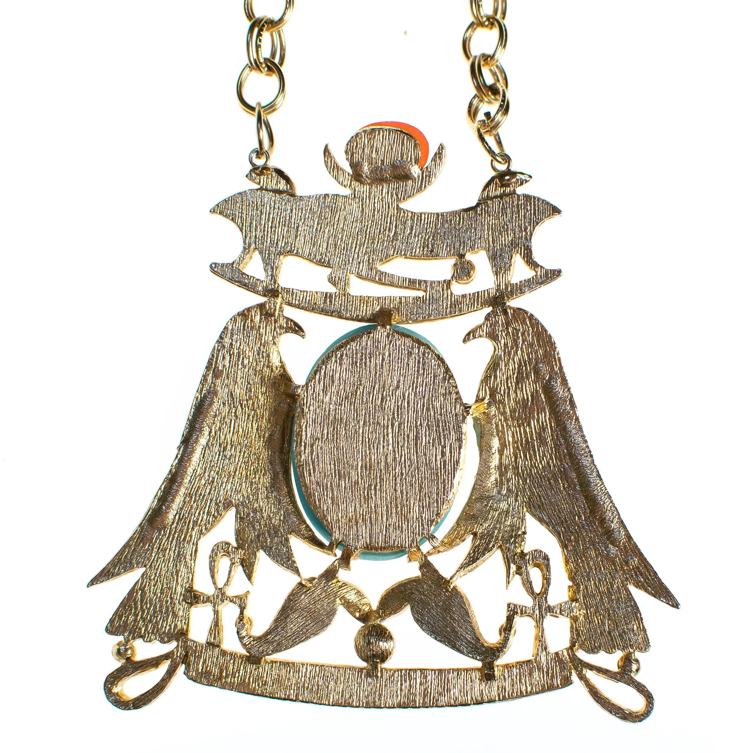 Vintage Accessocraft Turquoise Scarab Necklace