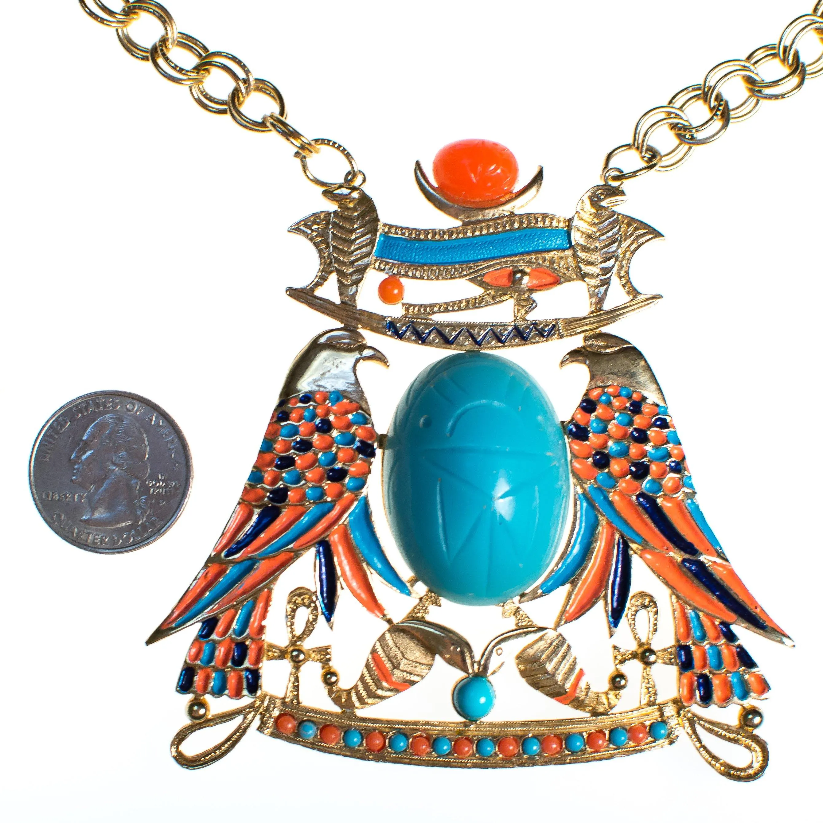 Vintage Accessocraft Turquoise Scarab Necklace