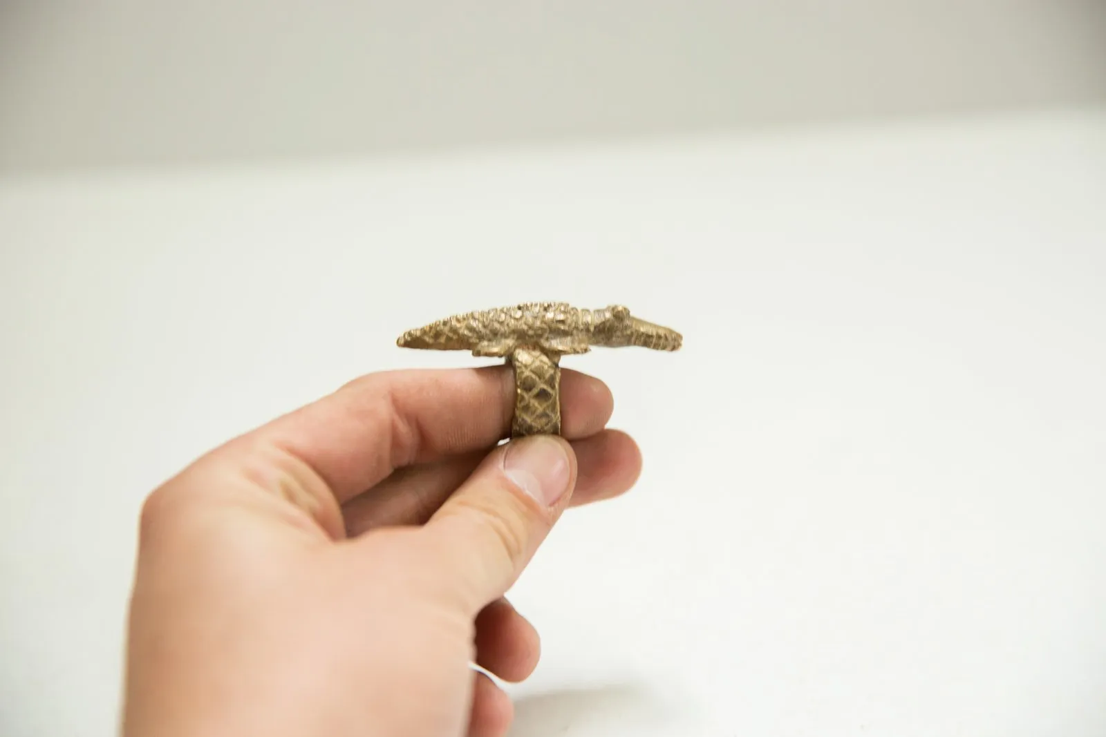 Vintage African Brass Crocodile Ring