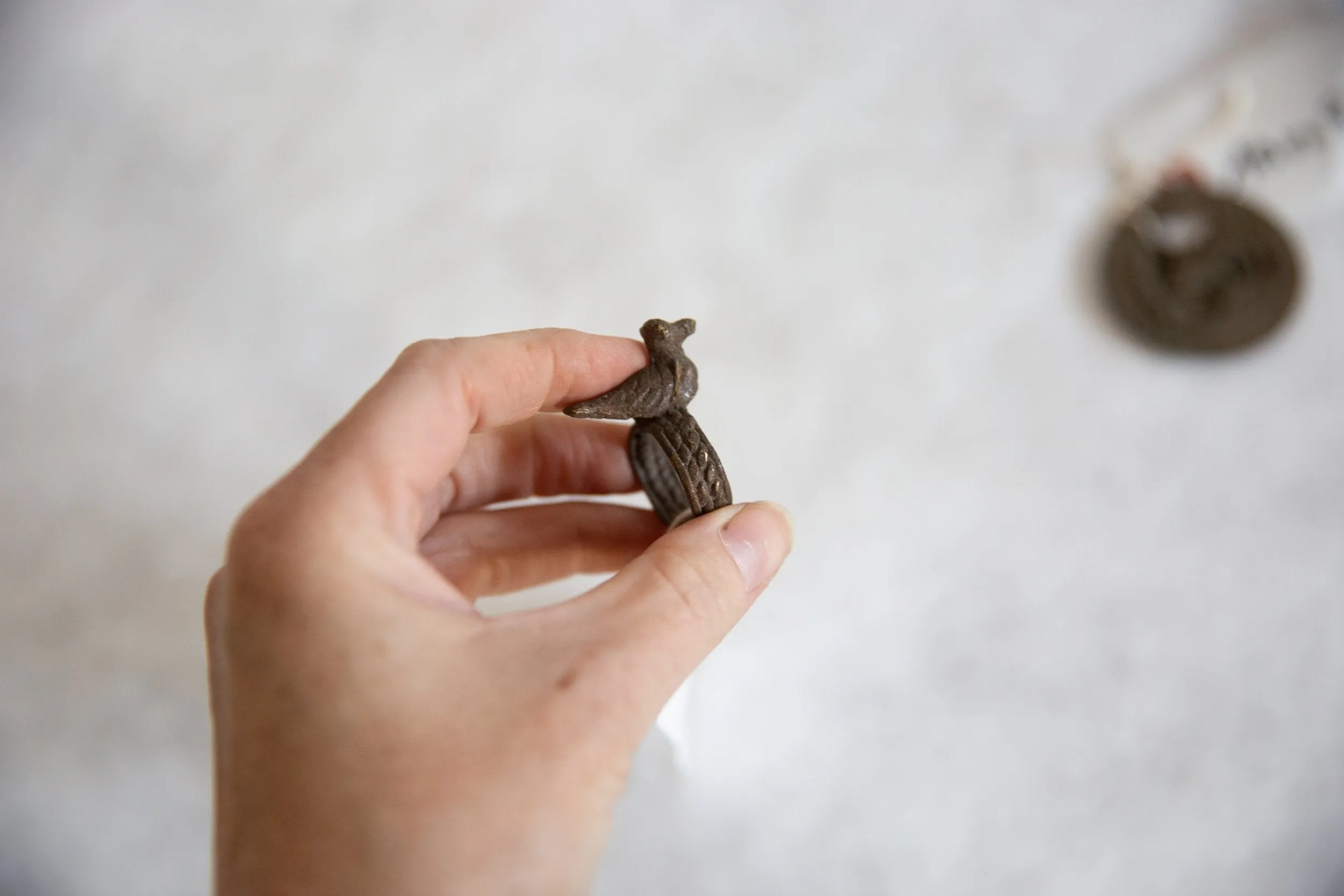 Vintage African Bronze Bird Ring