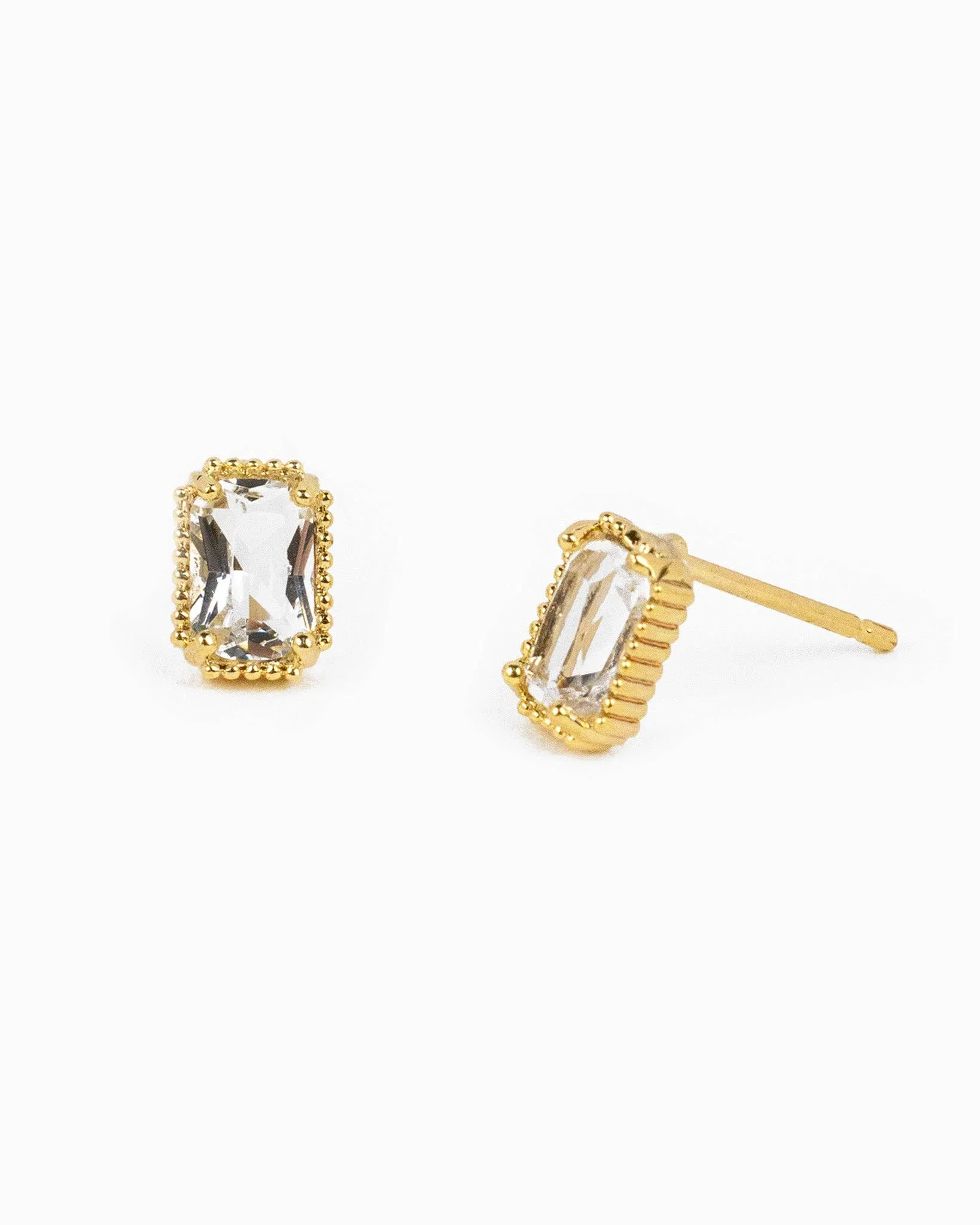 Vintage Baguette Earrings: Gold