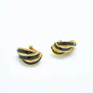 Vintage Black and Gold Ribbon Earrings