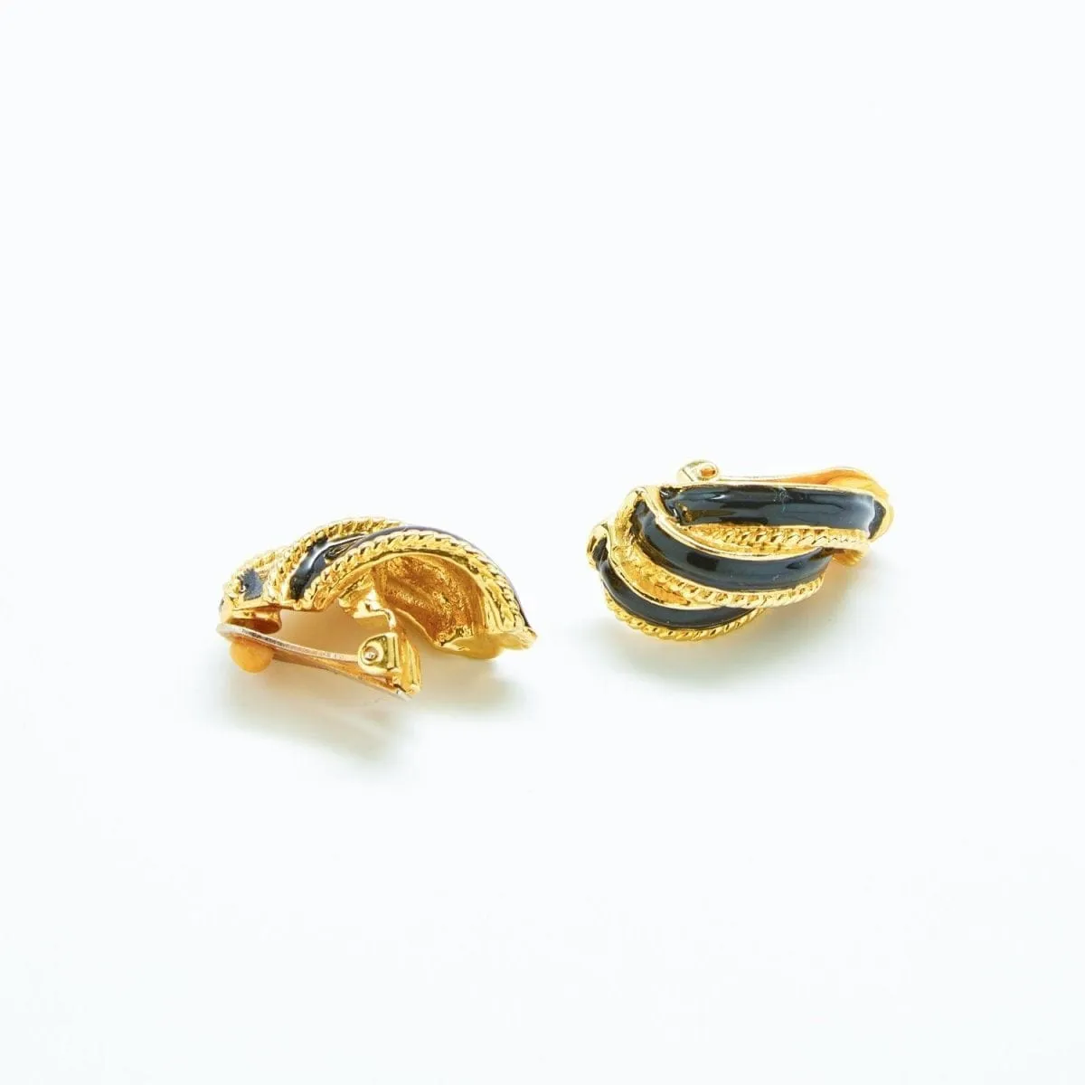 Vintage Black and Gold Ribbon Earrings