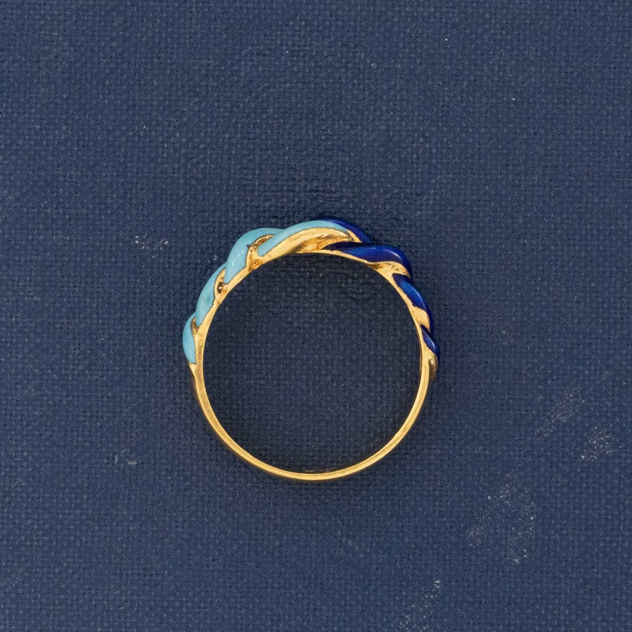 Vintage Blue Enamel Twist Band, Italian