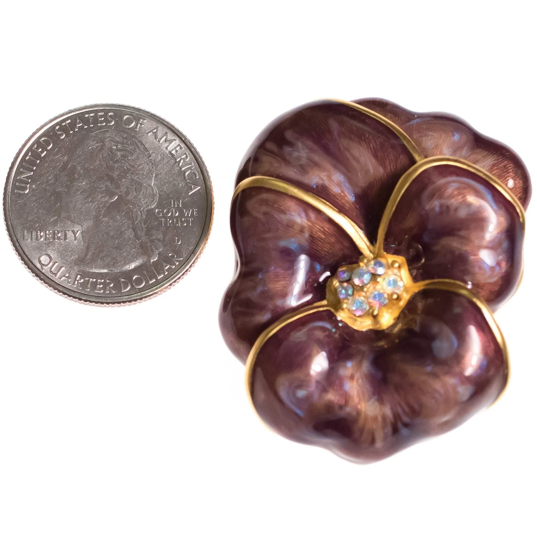 Vintage Bob Mackie Purple Pansy with Aurora Borealis Crystal Center