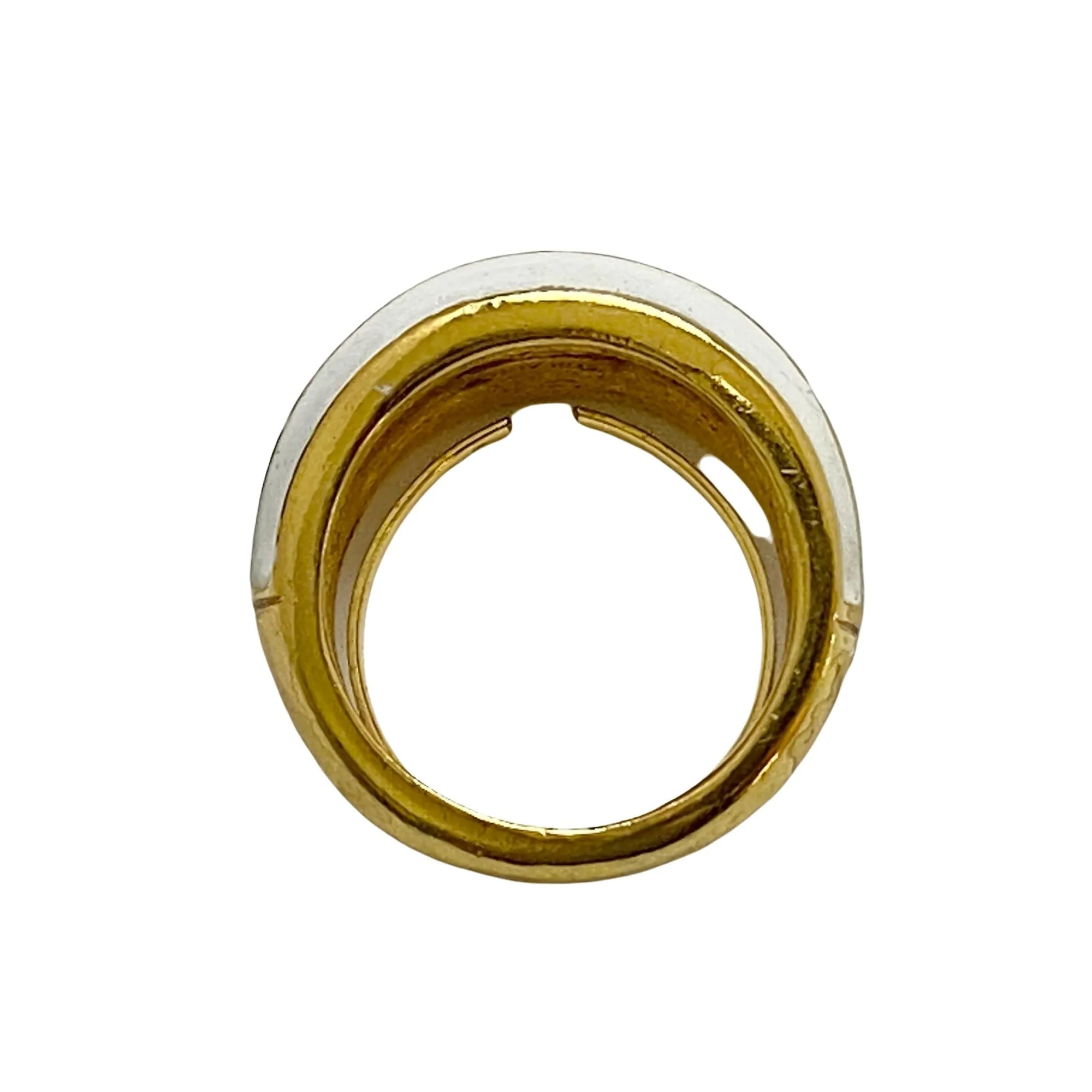 Vintage Crown Trifari Gold and Cream Enamel Ring