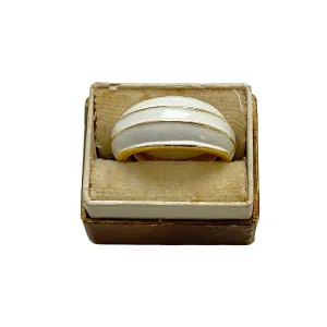 Vintage Crown Trifari Gold and Cream Enamel Ring