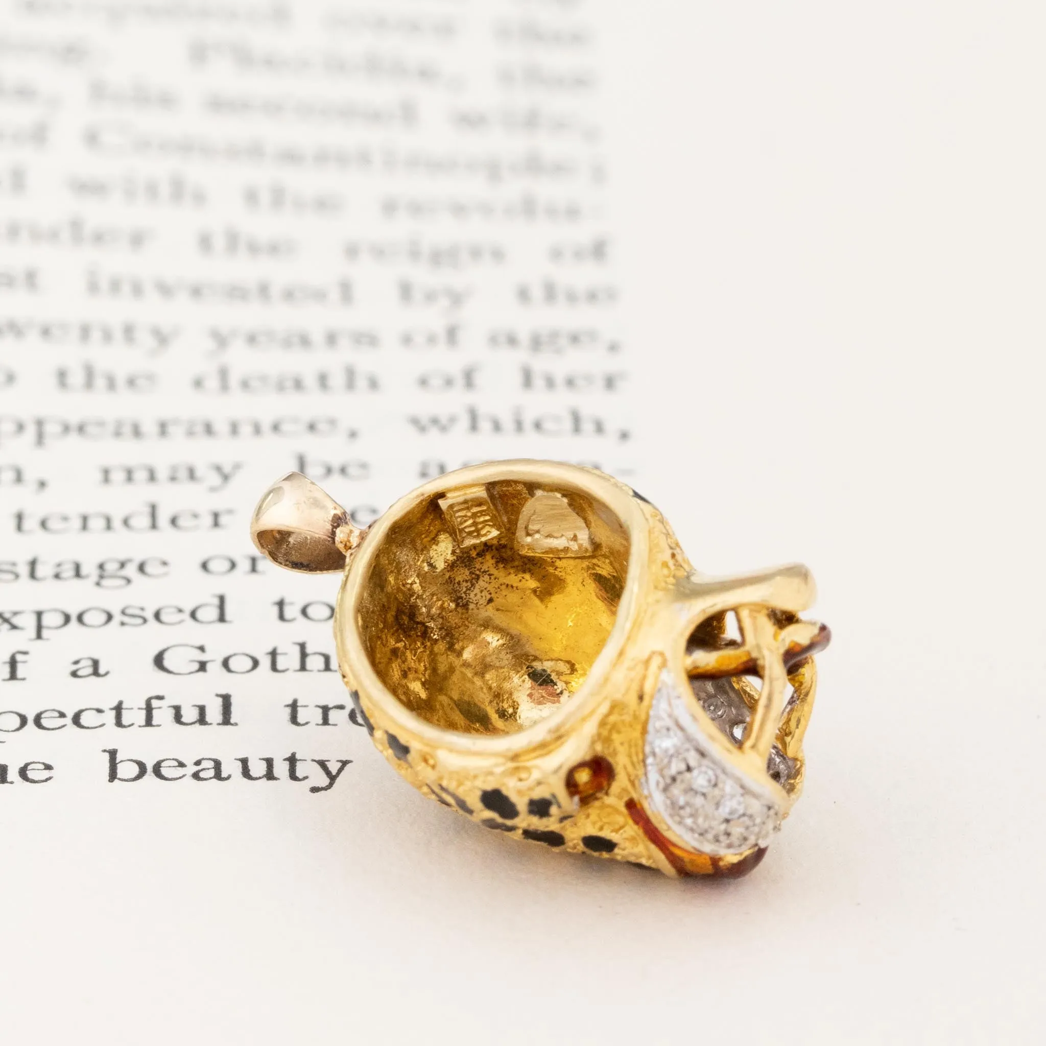 Vintage Diamond & Enamel Panther Pendant