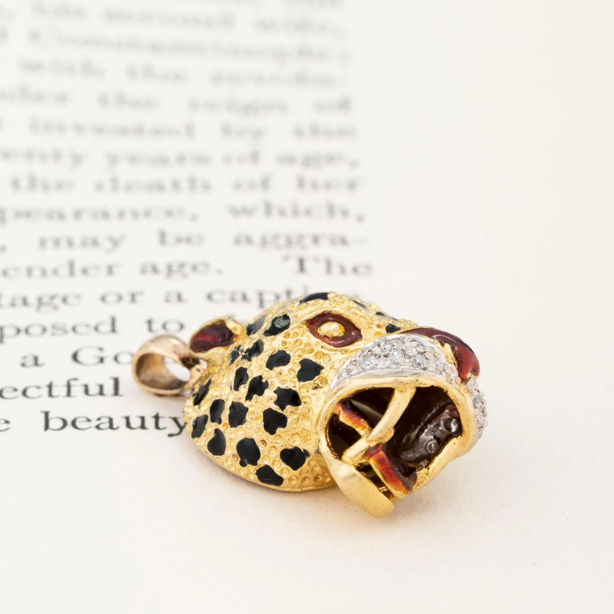 Vintage Diamond & Enamel Panther Pendant