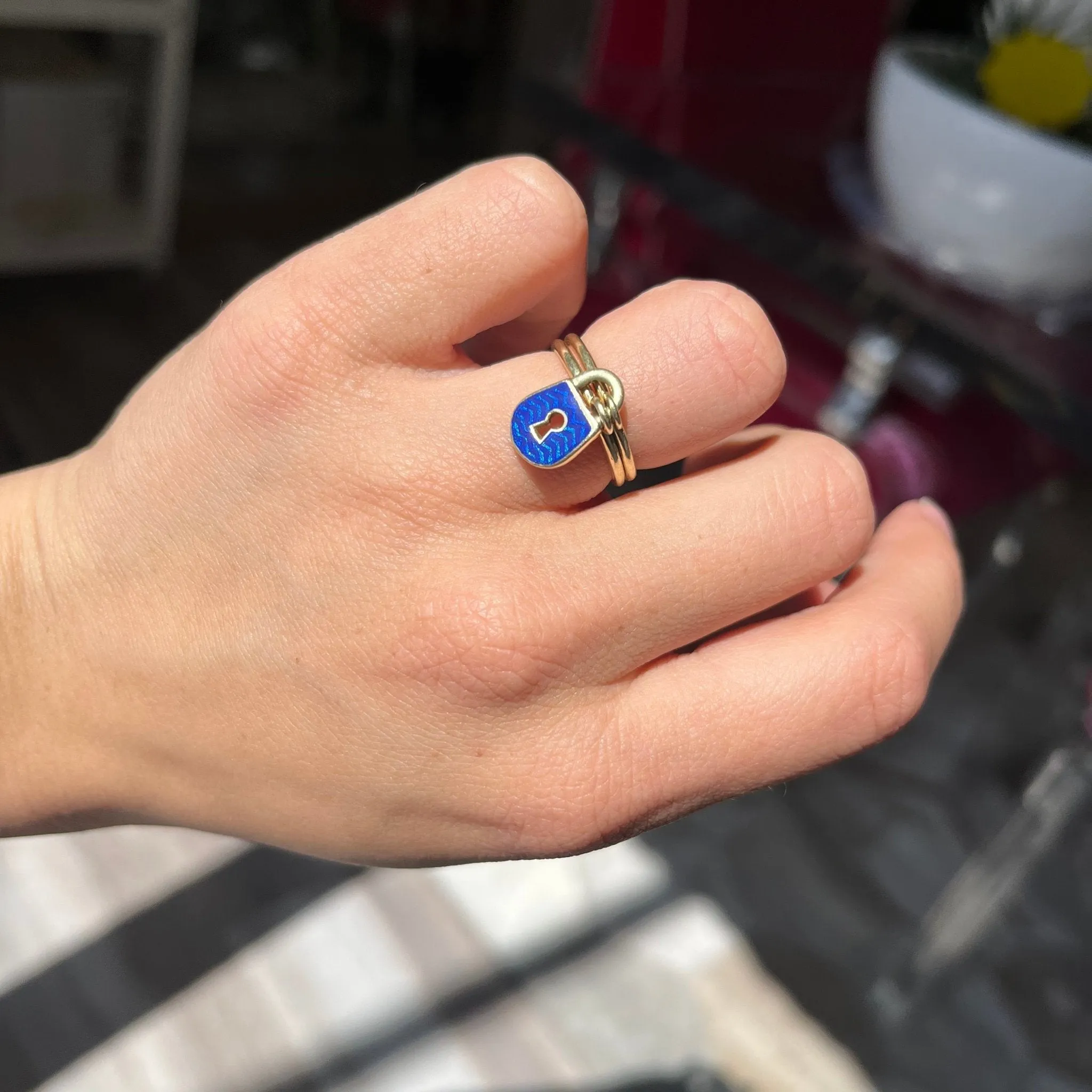 Vintage Enamel Padlock Band
