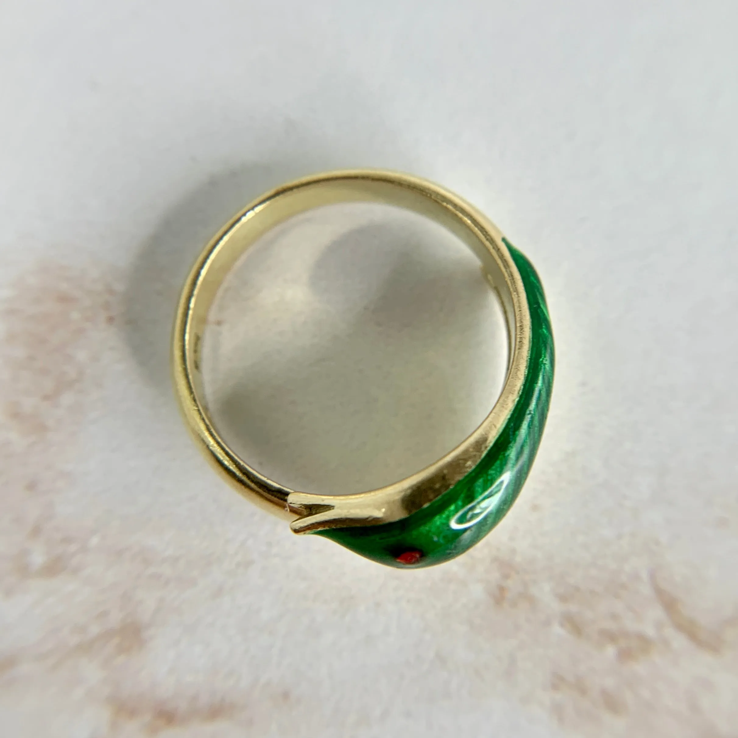 Vintage Enamel Snake Ring 18k