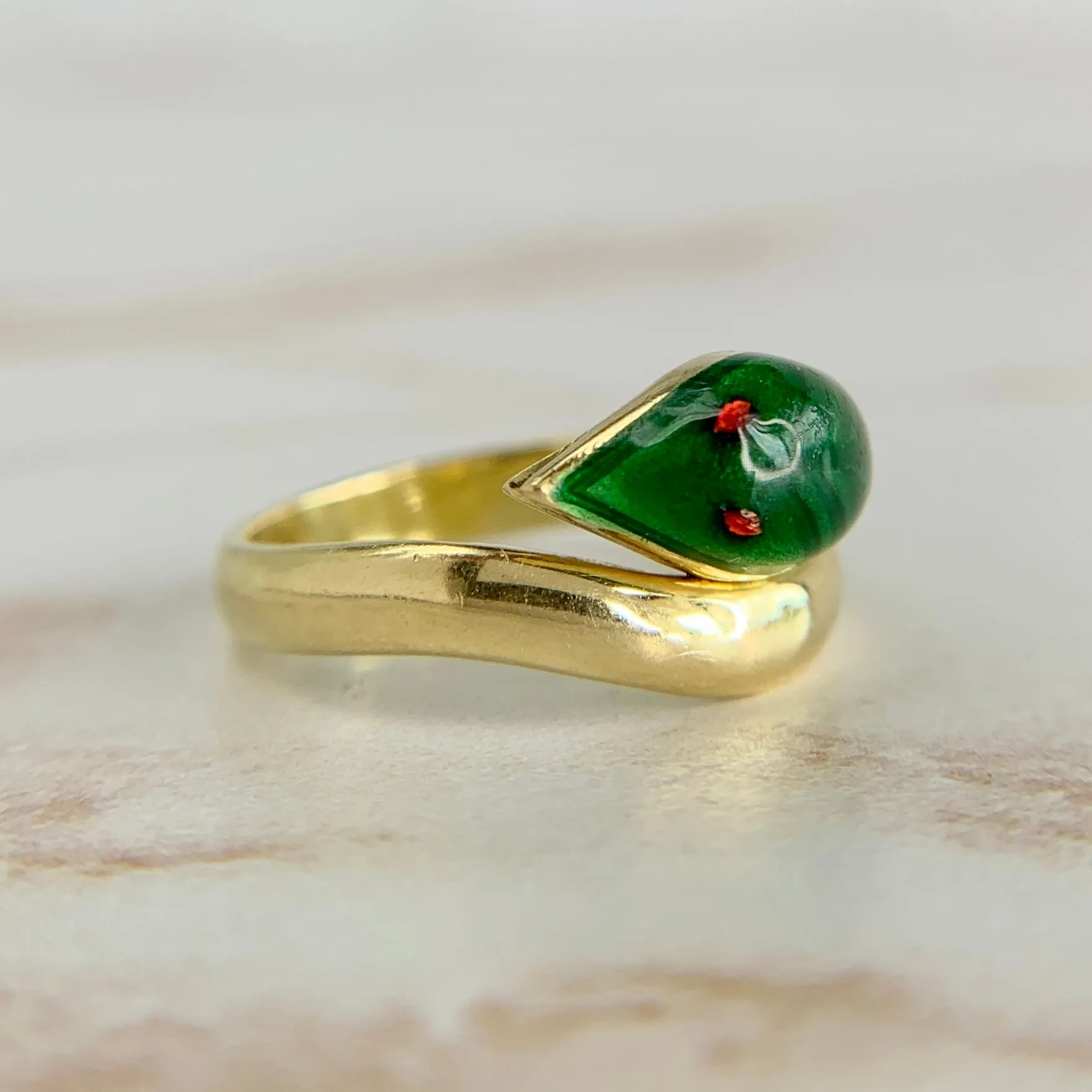 Vintage Enamel Snake Ring 18k