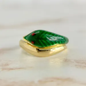 Vintage Enamel Snake Ring 18k
