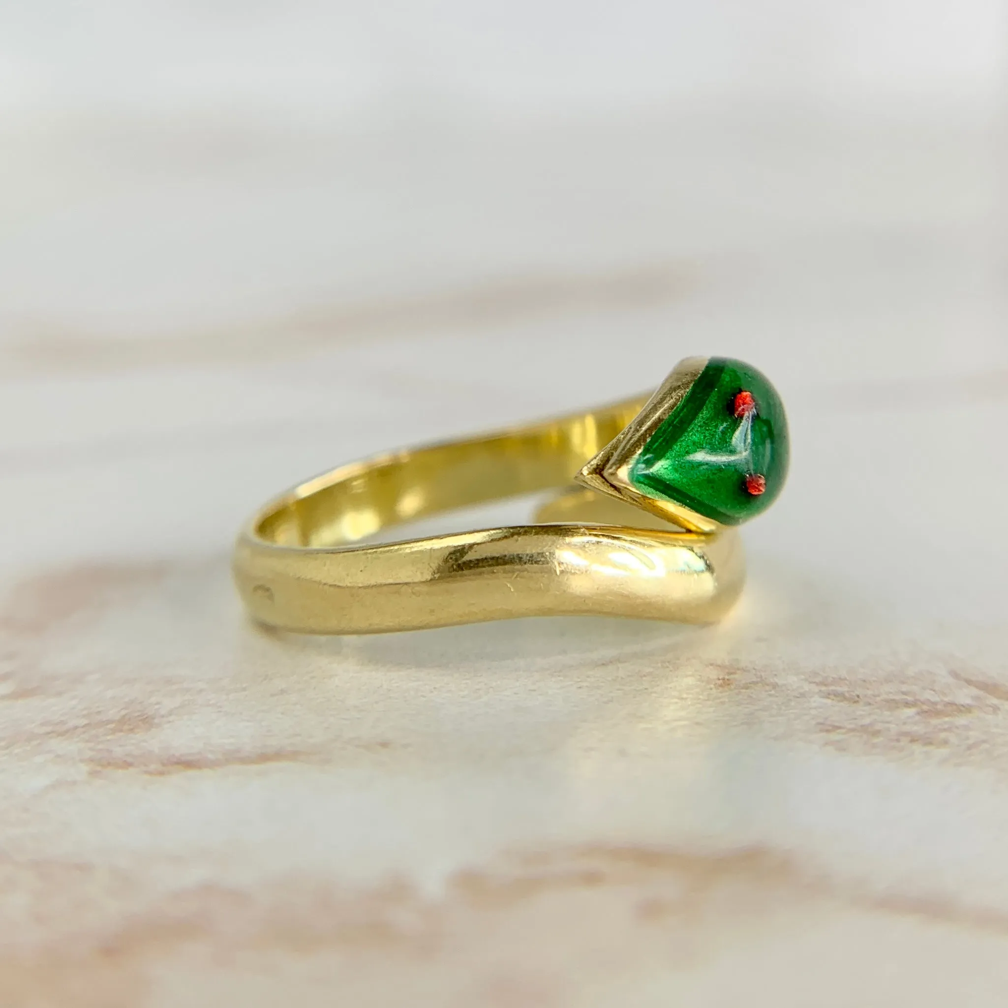 Vintage Enamel Snake Ring 18k