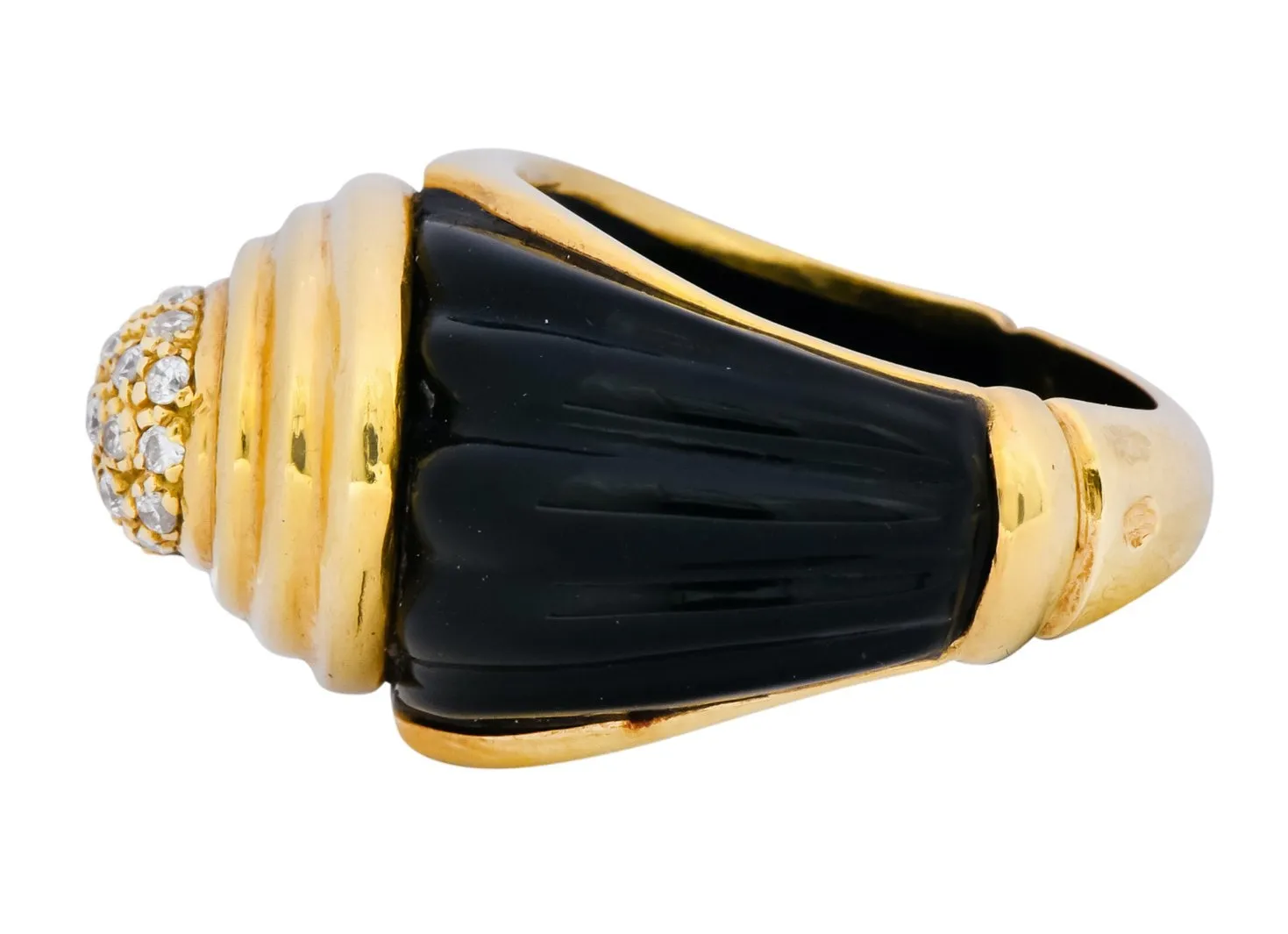 Vintage Fine French Diamond Onyx 18 Karat Gold Ring